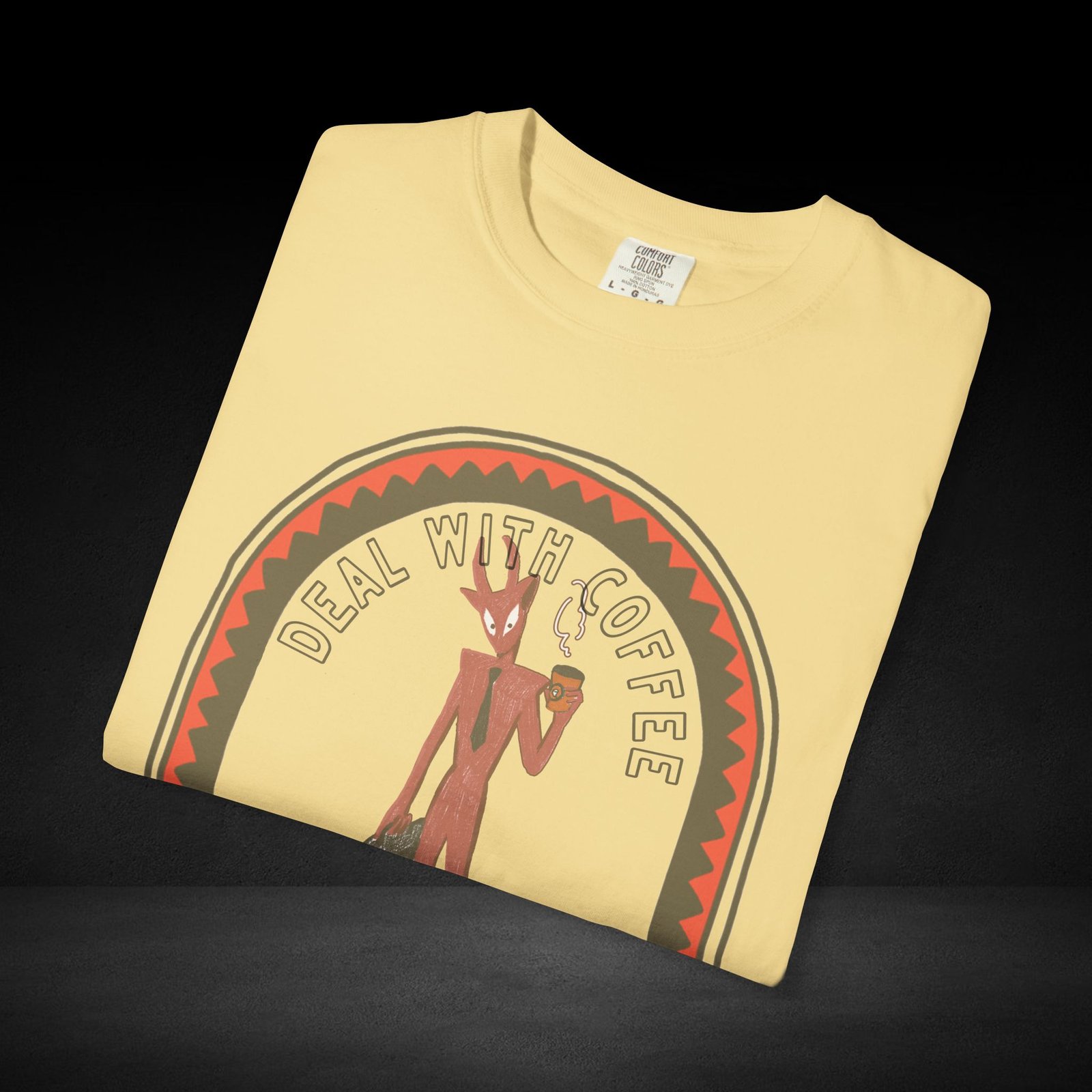 Devil’s Coffee Break Tee – Business Devil with Briefcase and Coffee Cup Graphic Shirt - Image 8