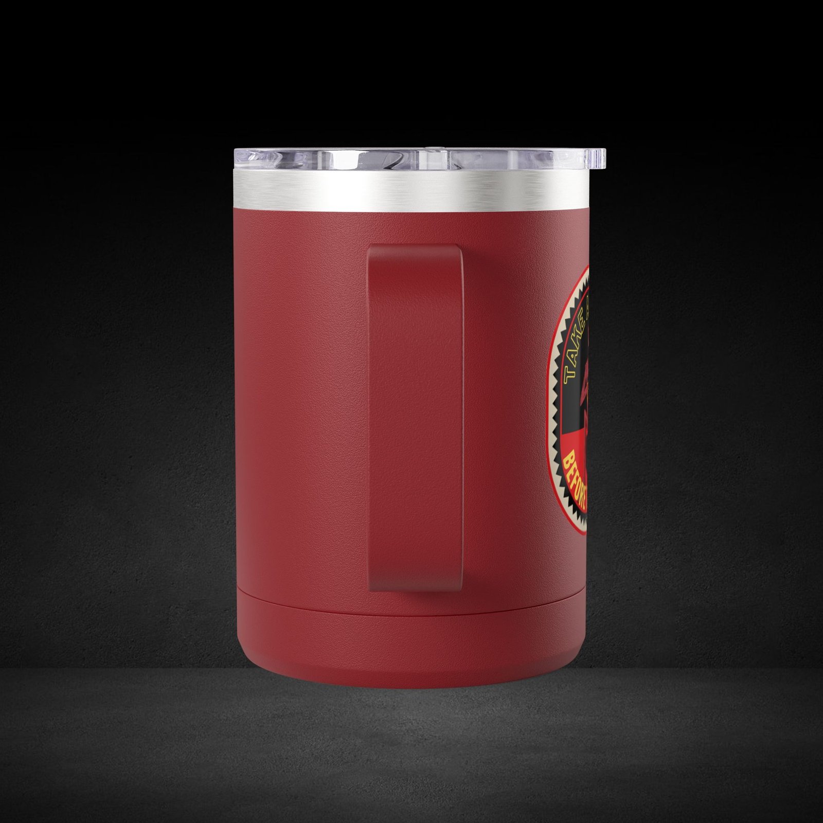 Take A Break Before The Deal Devil Travel Mug - Retro Badge Coffee Cup - Image 5