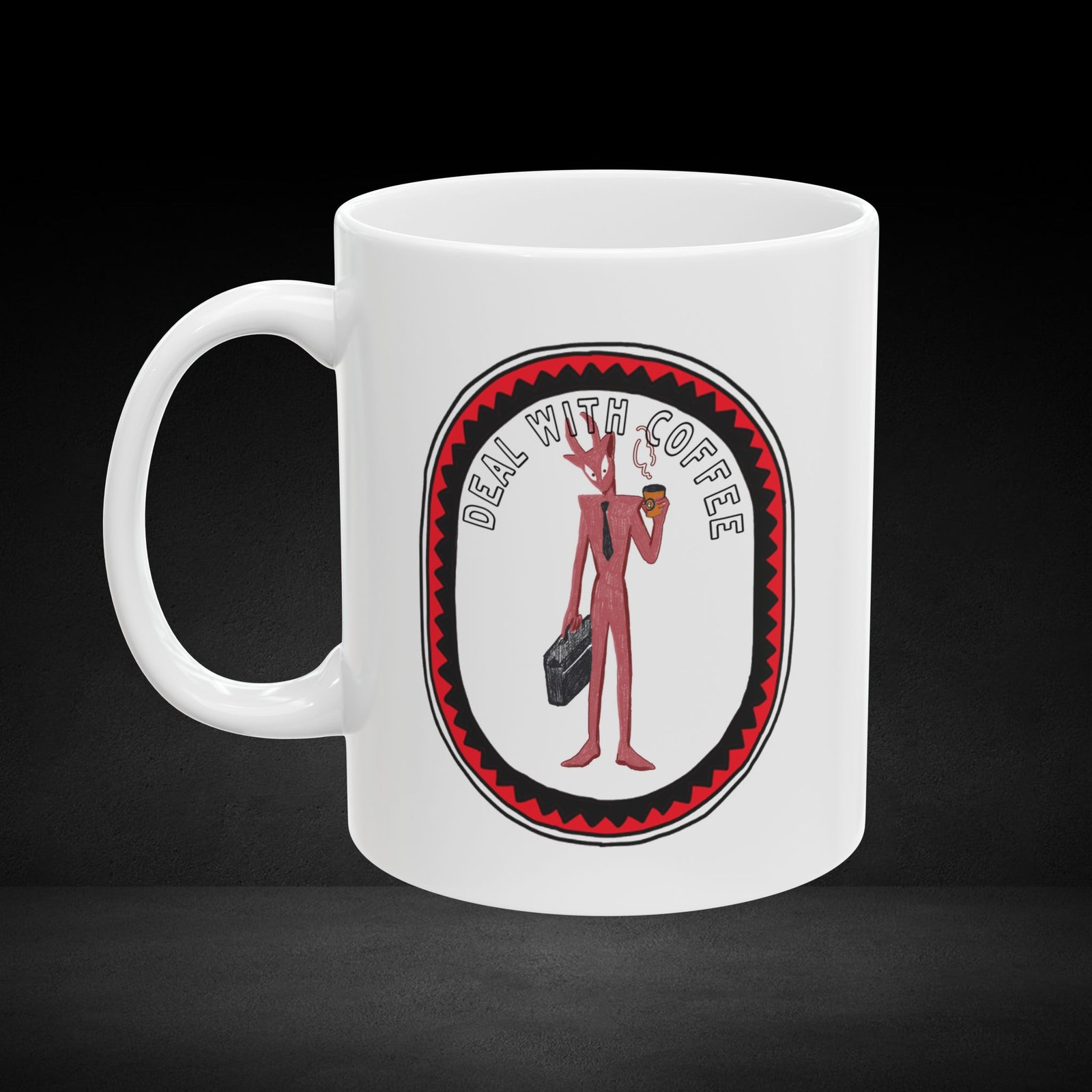 Deal with Coffee – Devil in a Suit Coffee Mug - Image 2