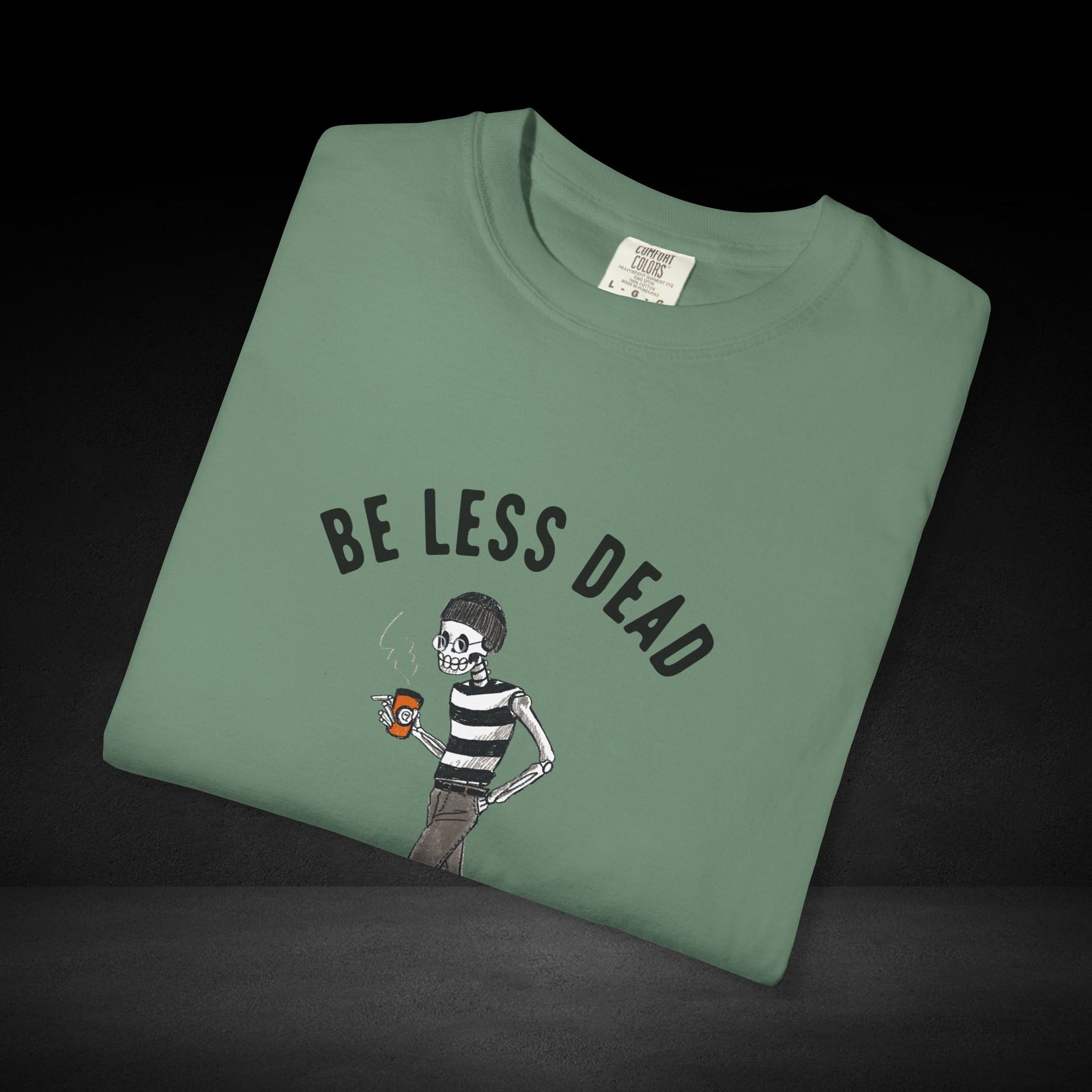 Skeleton Stroll Coffee Tee – Cool Walking Skeleton with Coffee Cup Graphic T-Shirt - Image 23