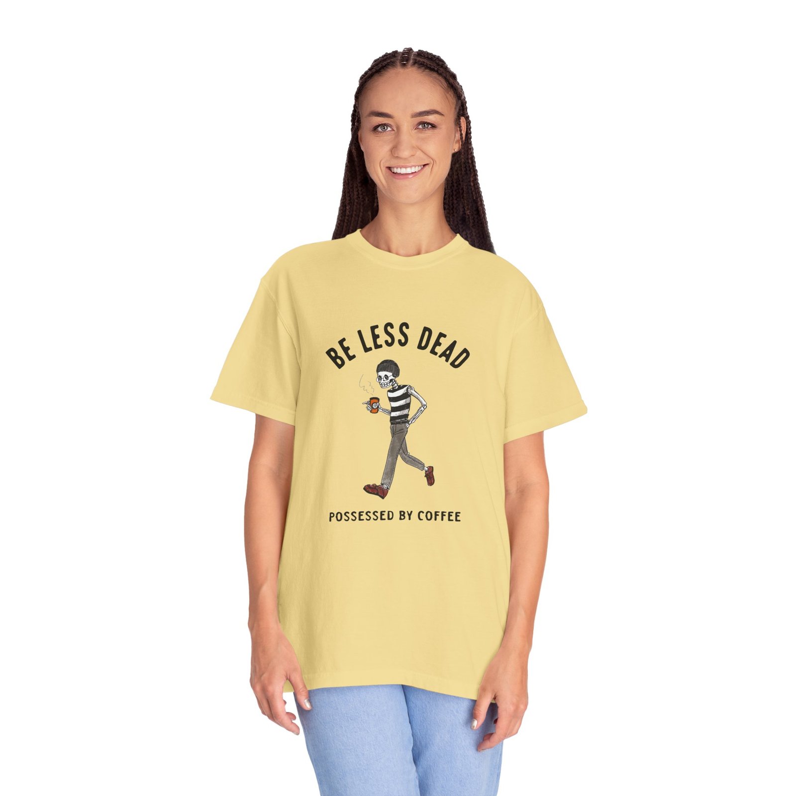 Skeleton Stroll Coffee Tee – Cool Walking Skeleton with Coffee Cup Graphic T-Shirt - Image 9