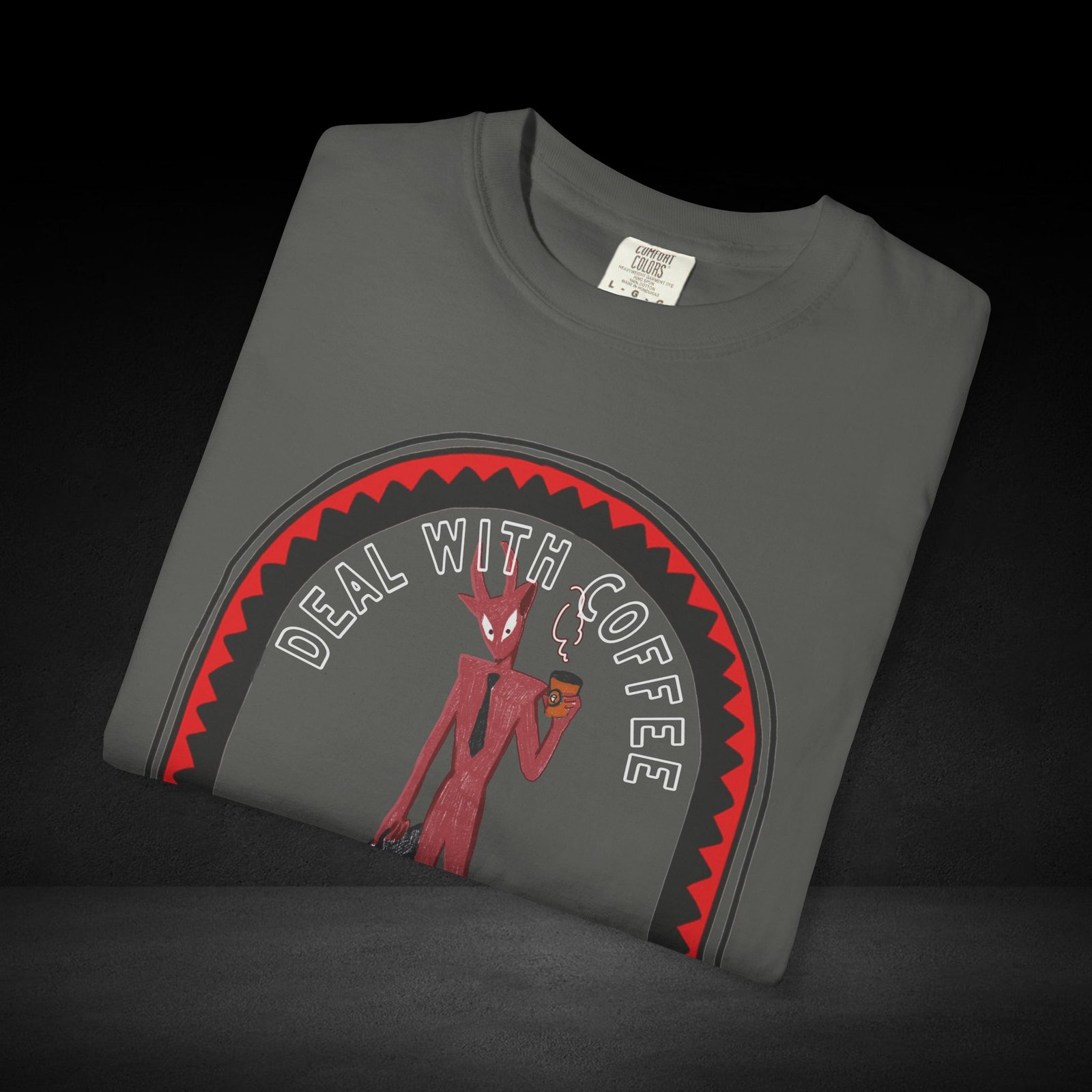 Devil’s Coffee Break Tee – Business Devil with Briefcase and Coffee Cup Graphic Shirt - Image 11