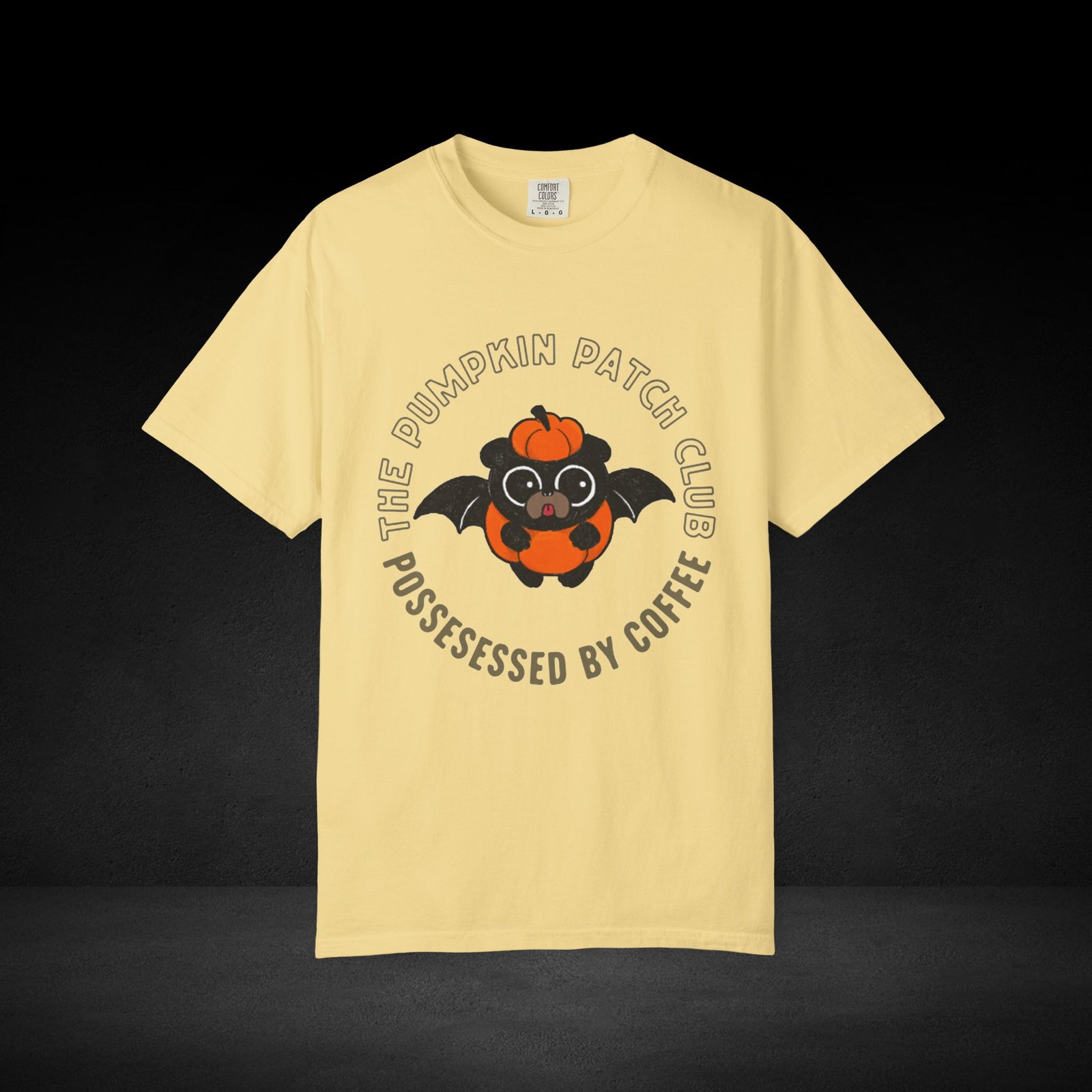Pumpkin Knows Tee – Cute Bat Pug Pumpkin Halloween Coffee Shirt - Image 7