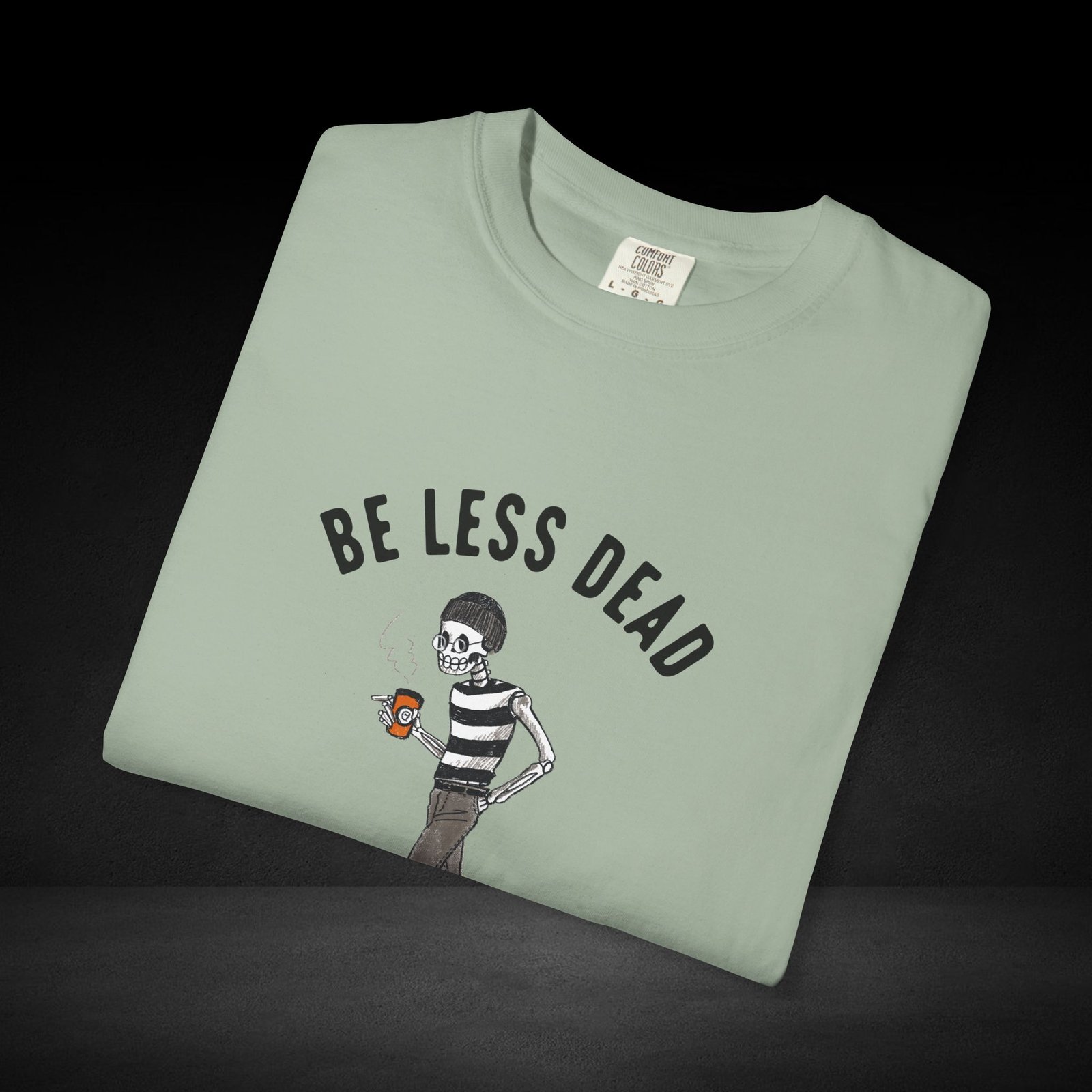 Skeleton Stroll Coffee Tee – Cool Walking Skeleton with Coffee Cup Graphic T-Shirt - Image 17