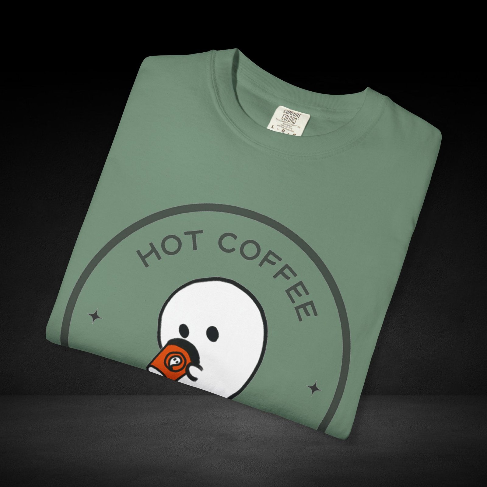 Hot Coffee Ghost Tee – “The Spirit Knows Best” Coffee Lover Graphic Shirt - Image 23