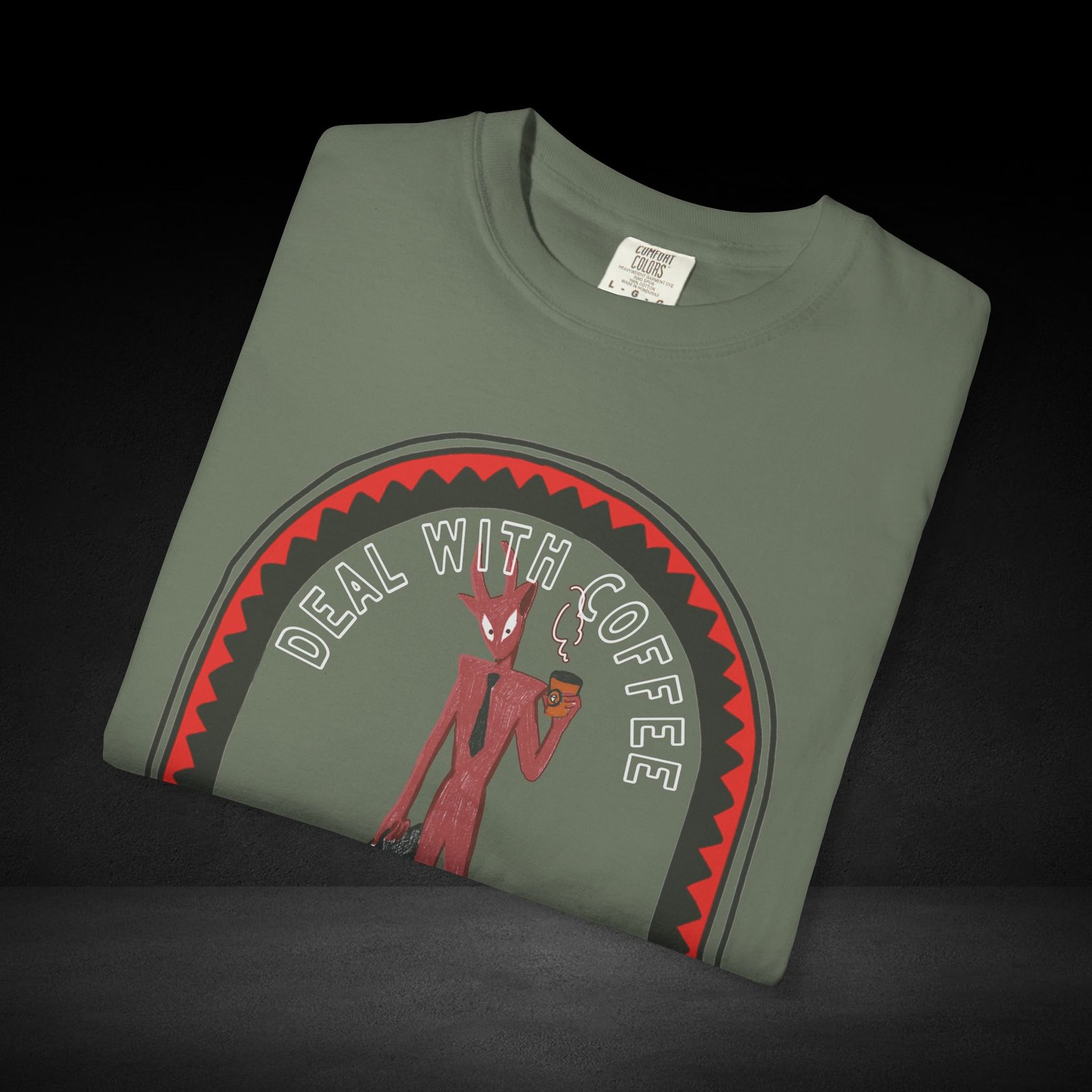 Devil’s Coffee Break Tee – Business Devil with Briefcase and Coffee Cup Graphic Shirt - Image 20