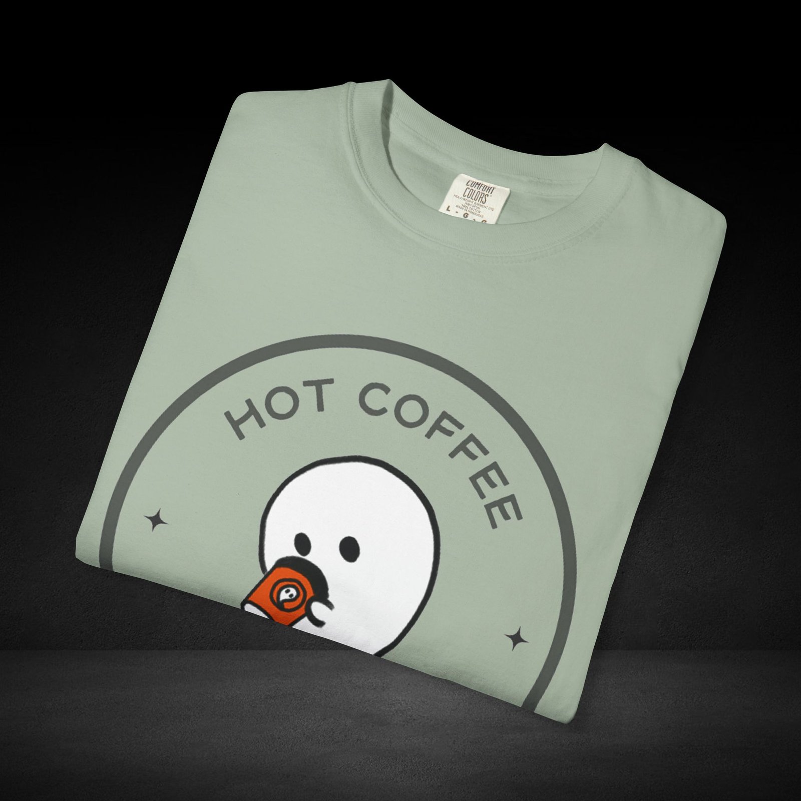 Hot Coffee Ghost Tee – “The Spirit Knows Best” Coffee Lover Graphic Shirt - Image 17