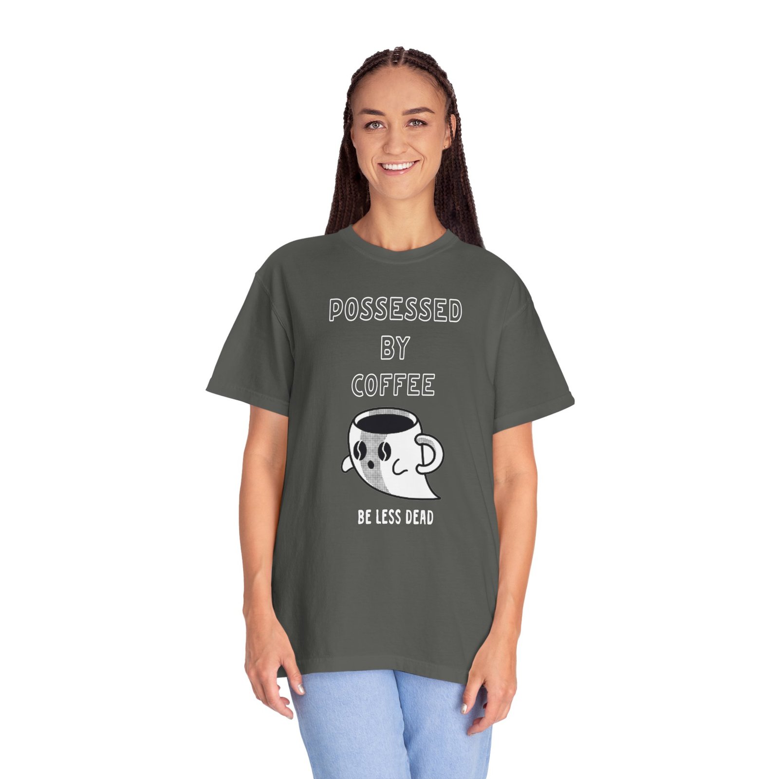 Haunted Brew Tee – Ghost Coffee Cup Character Graphic Shirt - Image 12