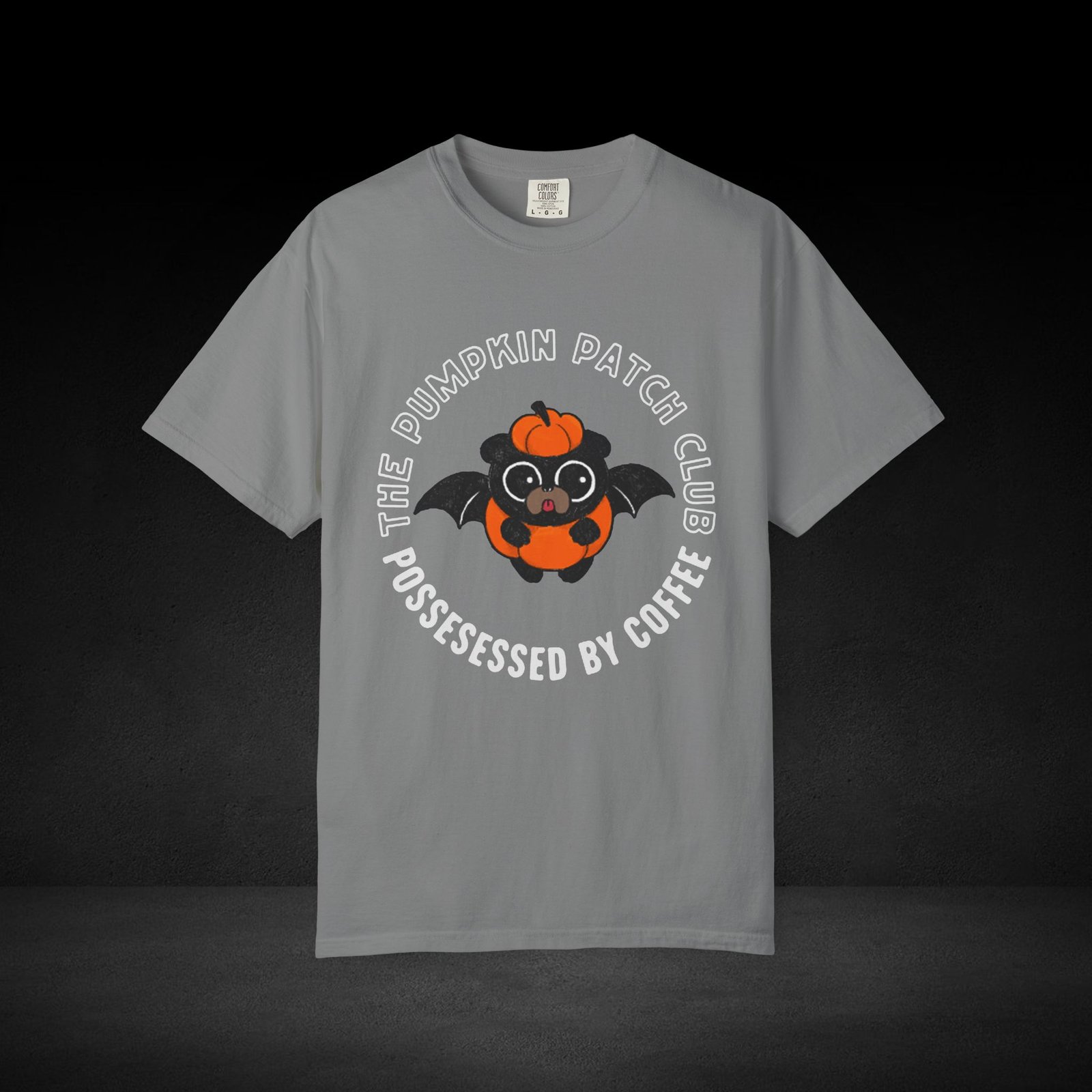 Pumpkin Knows Tee – Cute Bat Pug Pumpkin Halloween Coffee Shirt - Image 13