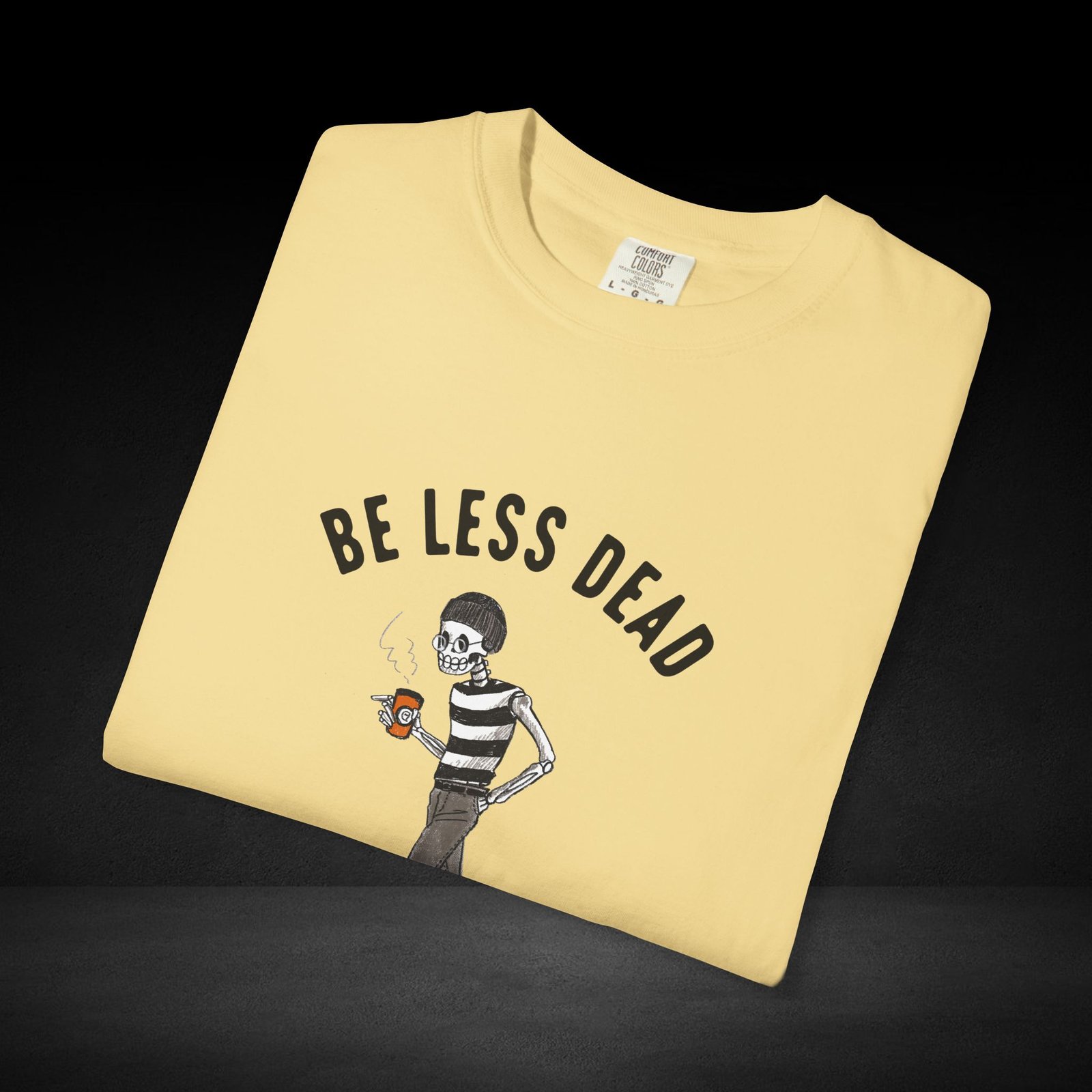 Skeleton Stroll Coffee Tee – Cool Walking Skeleton with Coffee Cup Graphic T-Shirt - Image 8