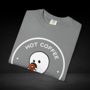 Hot Coffee Ghost Tee – “The Spirit Knows Best” Coffee Lover Graphic Shirt