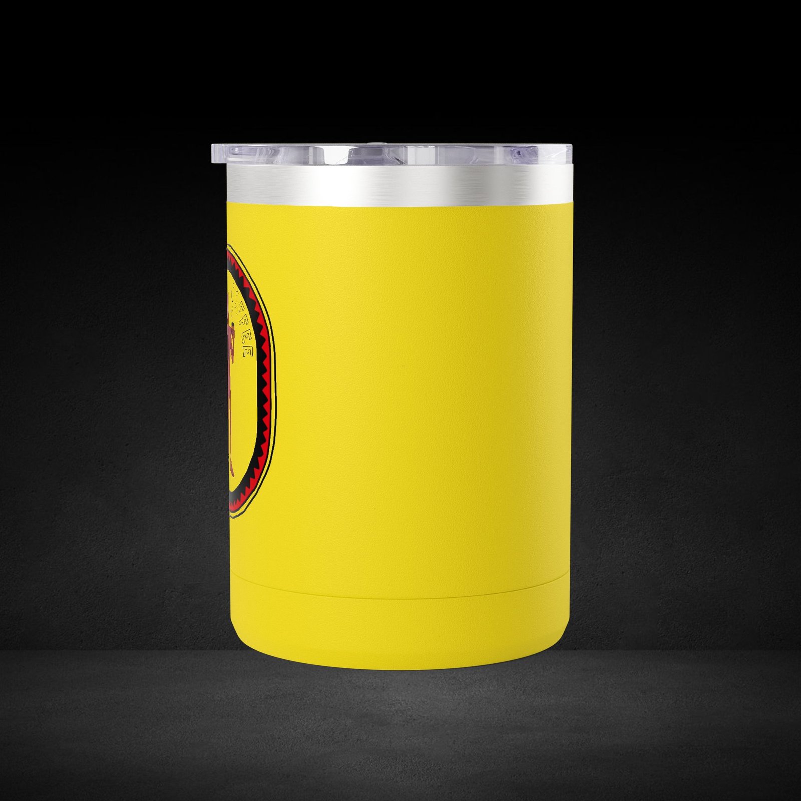 Deal With Coffee Devil Travel Mug - Business Professional Coffee Cup with Vintage Badge Design - Image 2