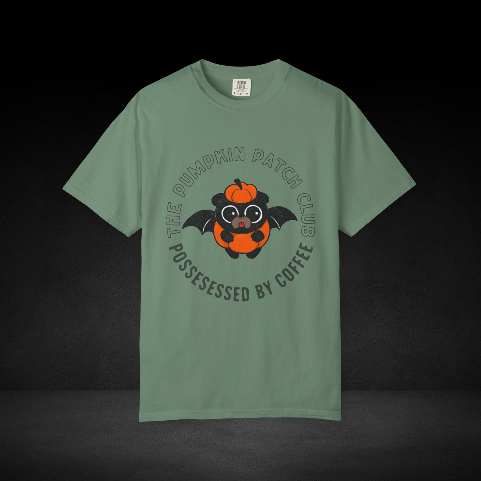 Pumpkin Knows Tee – Cute Bat Pug Pumpkin Halloween Coffee Shirt - Image 22