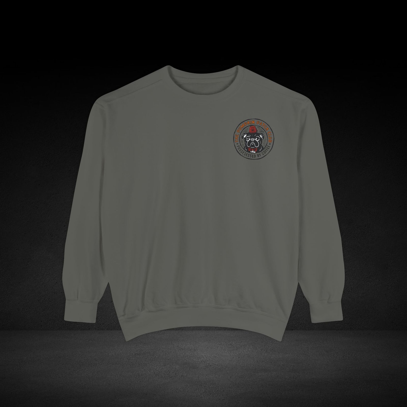 Possessed by Coffee Sweatshirt – Cozy Haunted Roast Apparel for Caffeine Lovers Pug - Image 13