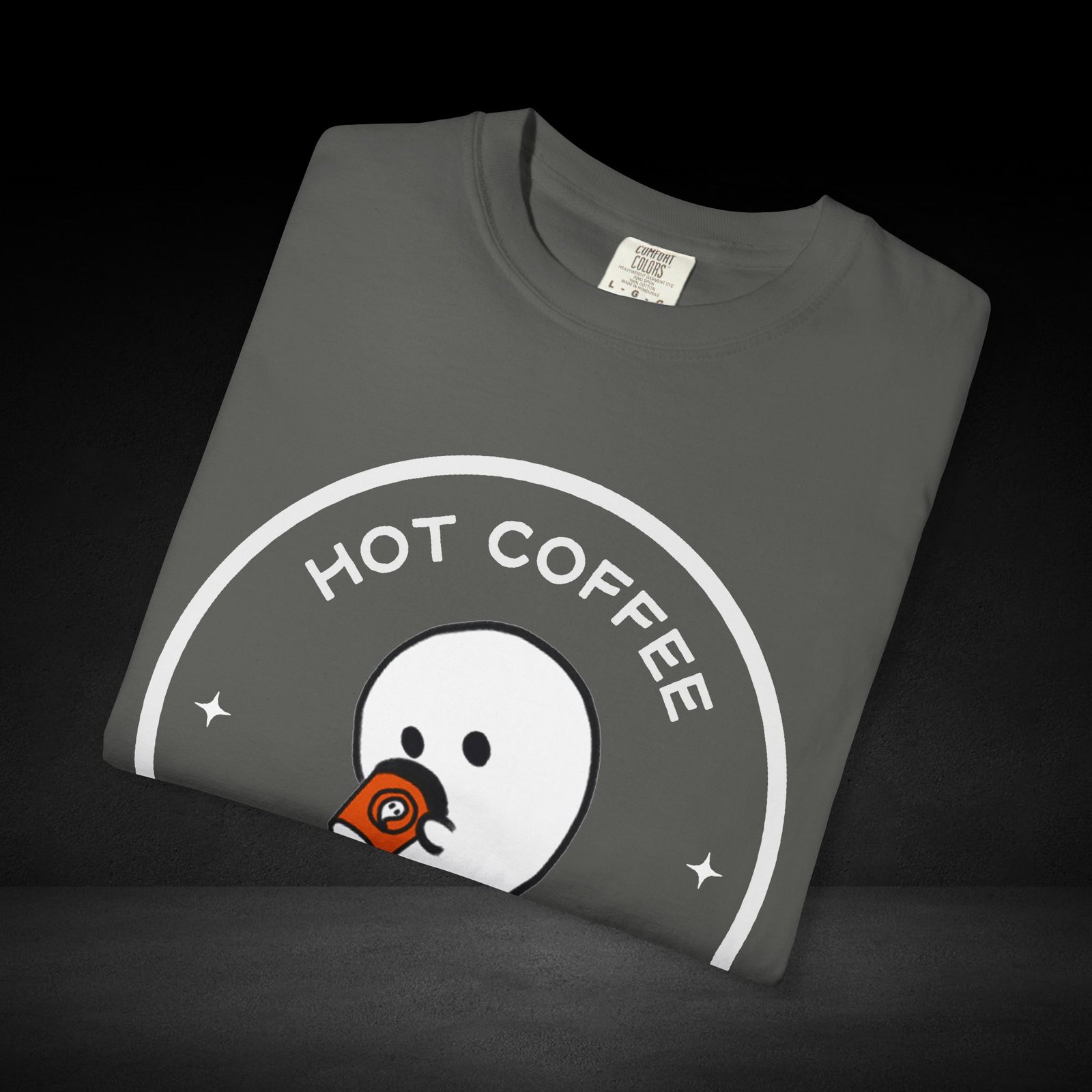 Hot Coffee Ghost Tee – “The Spirit Knows Best” Coffee Lover Graphic Shirt - Image 11