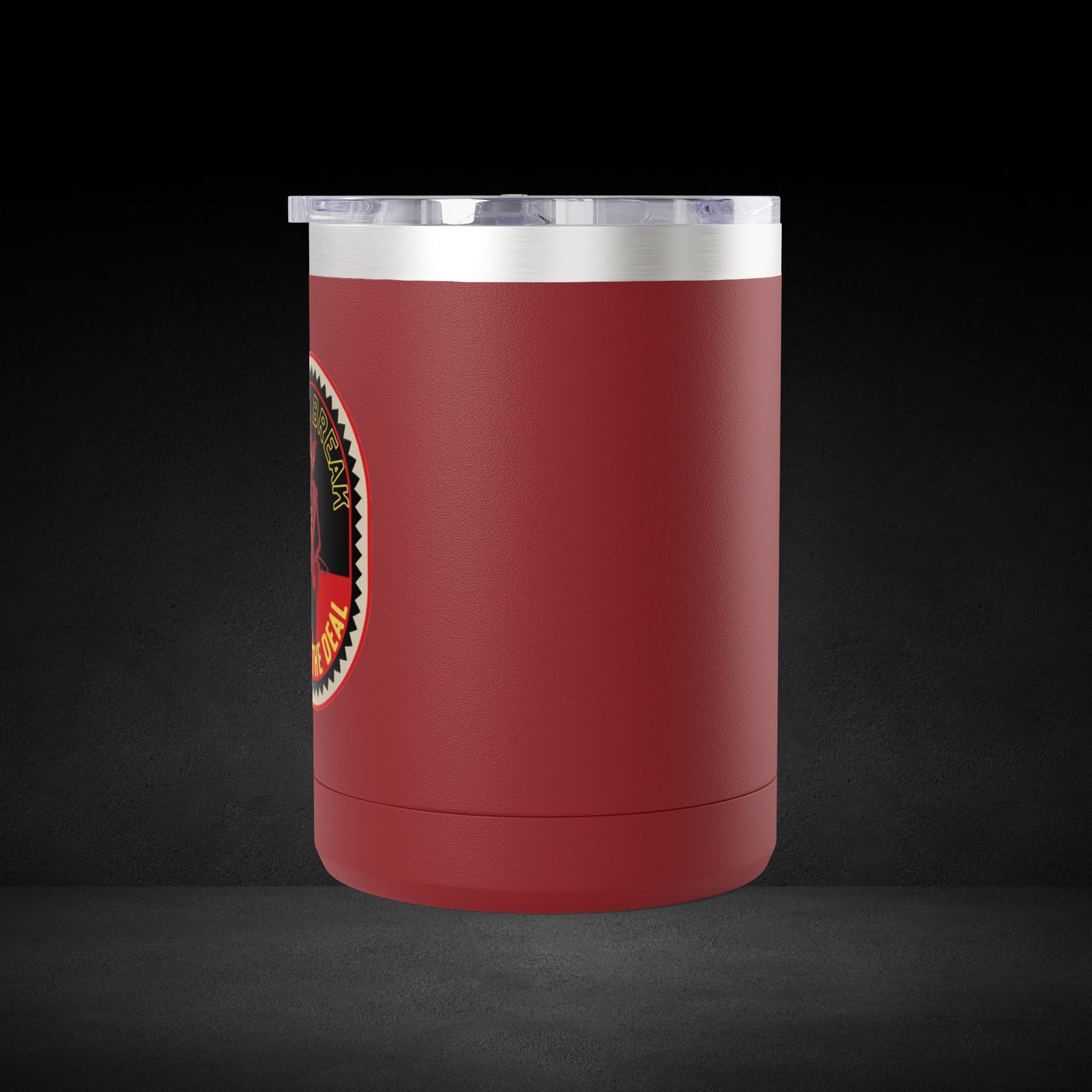 Take A Break Before The Deal Devil Travel Mug - Retro Badge Coffee Cup - Image 4