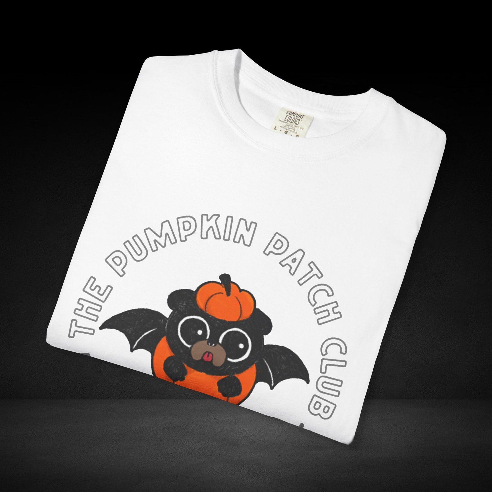 Pumpkin Knows Tee – Cute Bat Pug Pumpkin Halloween Coffee Shirt - Image 2