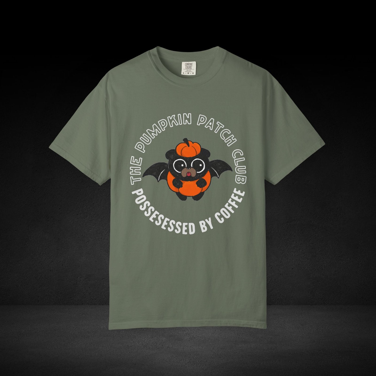 Pumpkin Knows Tee – Cute Bat Pug Pumpkin Halloween Coffee Shirt - Image 19