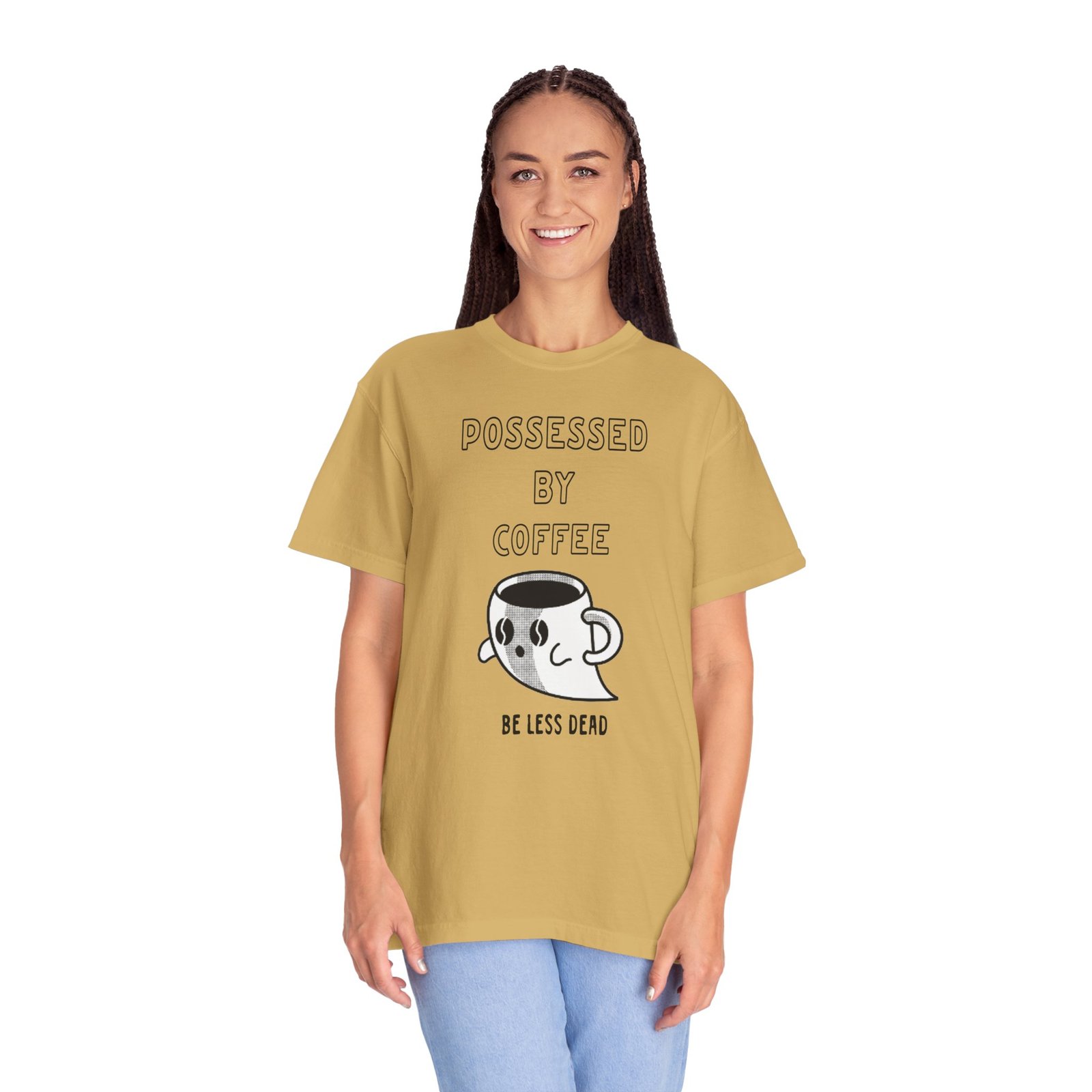 Haunted Brew Tee – Ghost Coffee Cup Character Graphic Shirt - Image 6