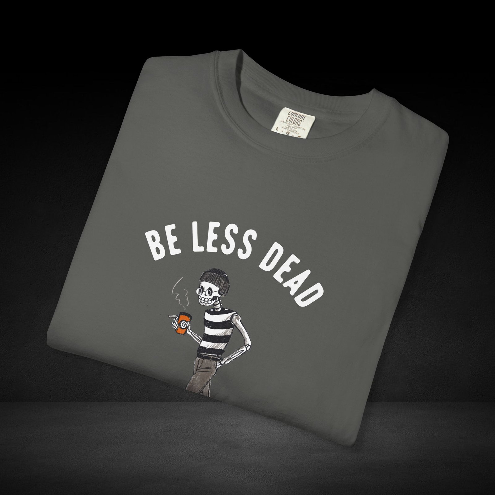 Skeleton Stroll Coffee Tee – Cool Walking Skeleton with Coffee Cup Graphic T-Shirt - Image 11