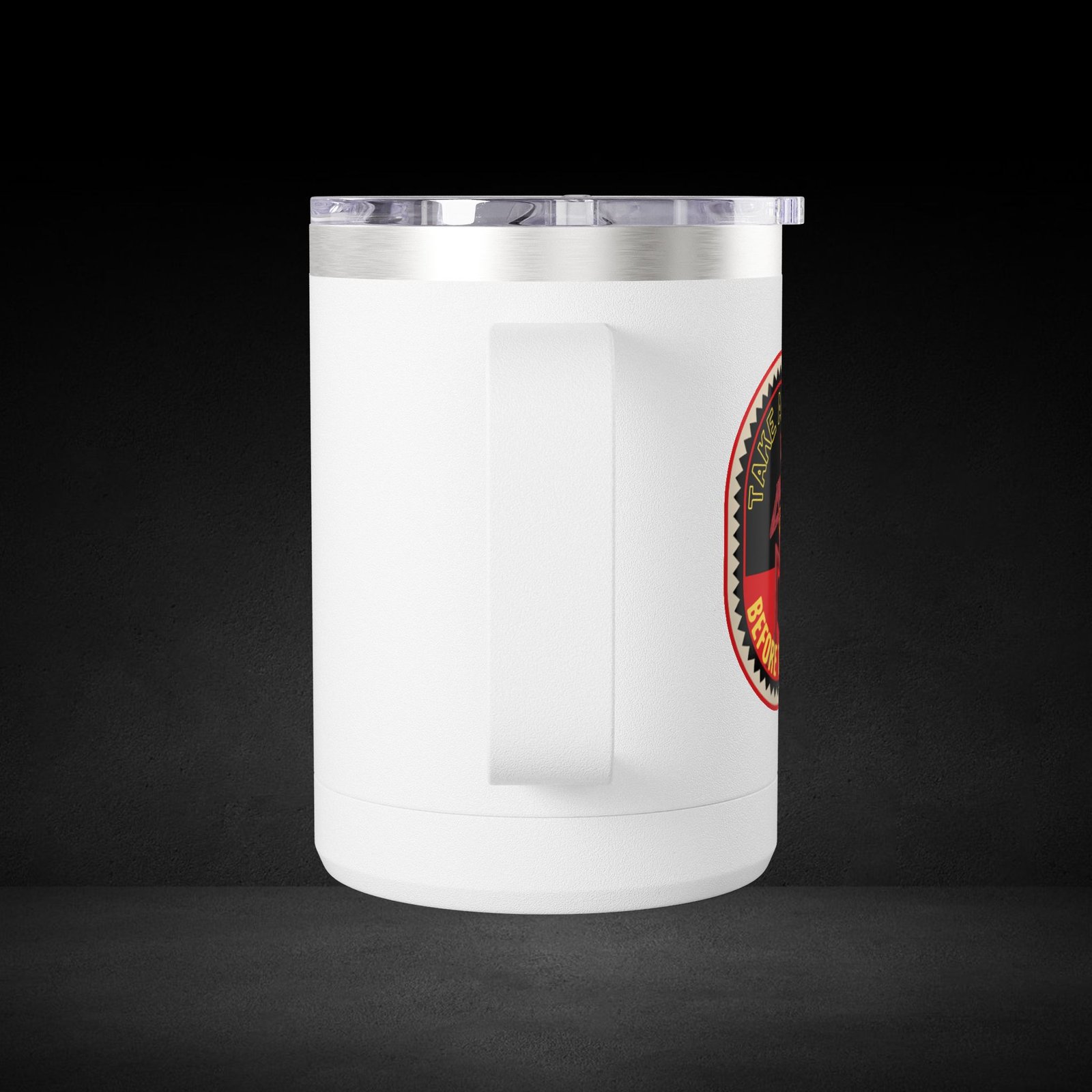 Take A Break Before The Deal Devil Travel Mug - Retro Badge Coffee Cup - Image 3