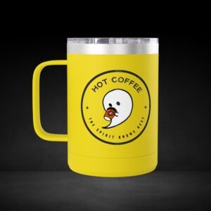 Hot Coffee The Spirit Knows Best Ghost Travel Mug - Minimalist Badge Design Coffee Cup