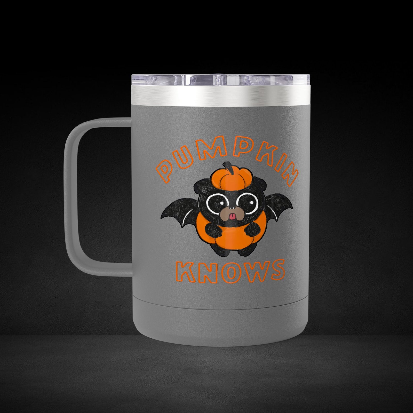 Pumpkin Knows Coffee Mug – Cute Bat in Pumpkin Design - Possessed by Coffee Travel Mug - Image 17