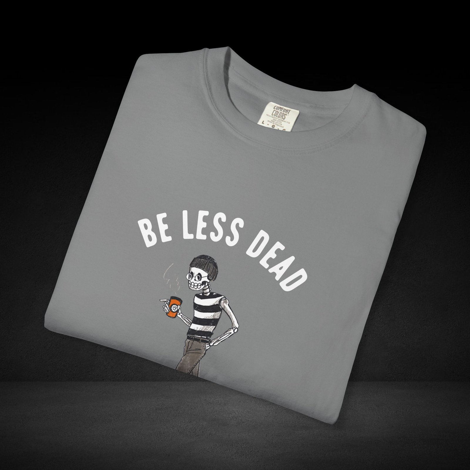 Skeleton Stroll Coffee Tee – Cool Walking Skeleton with Coffee Cup Graphic T-Shirt - Image 14