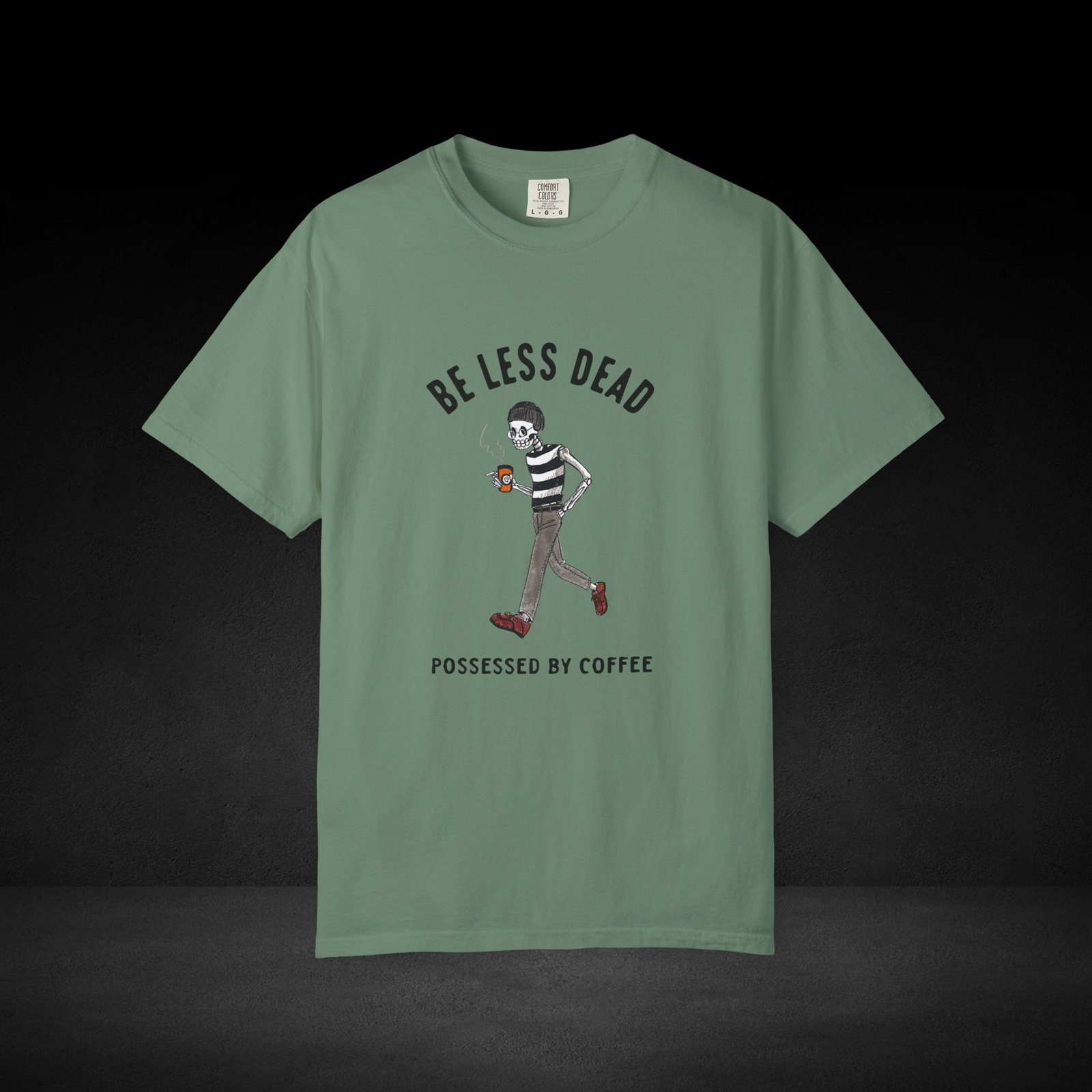 Skeleton Stroll Coffee Tee – Cool Walking Skeleton with Coffee Cup Graphic T-Shirt - Image 22