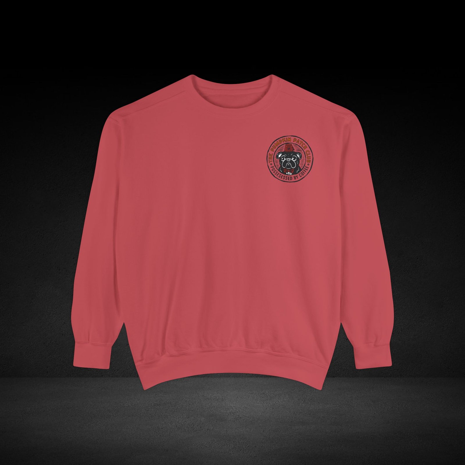 Possessed by Coffee Sweatshirt – Cozy Haunted Roast Apparel for Caffeine Lovers Pug - Image 25