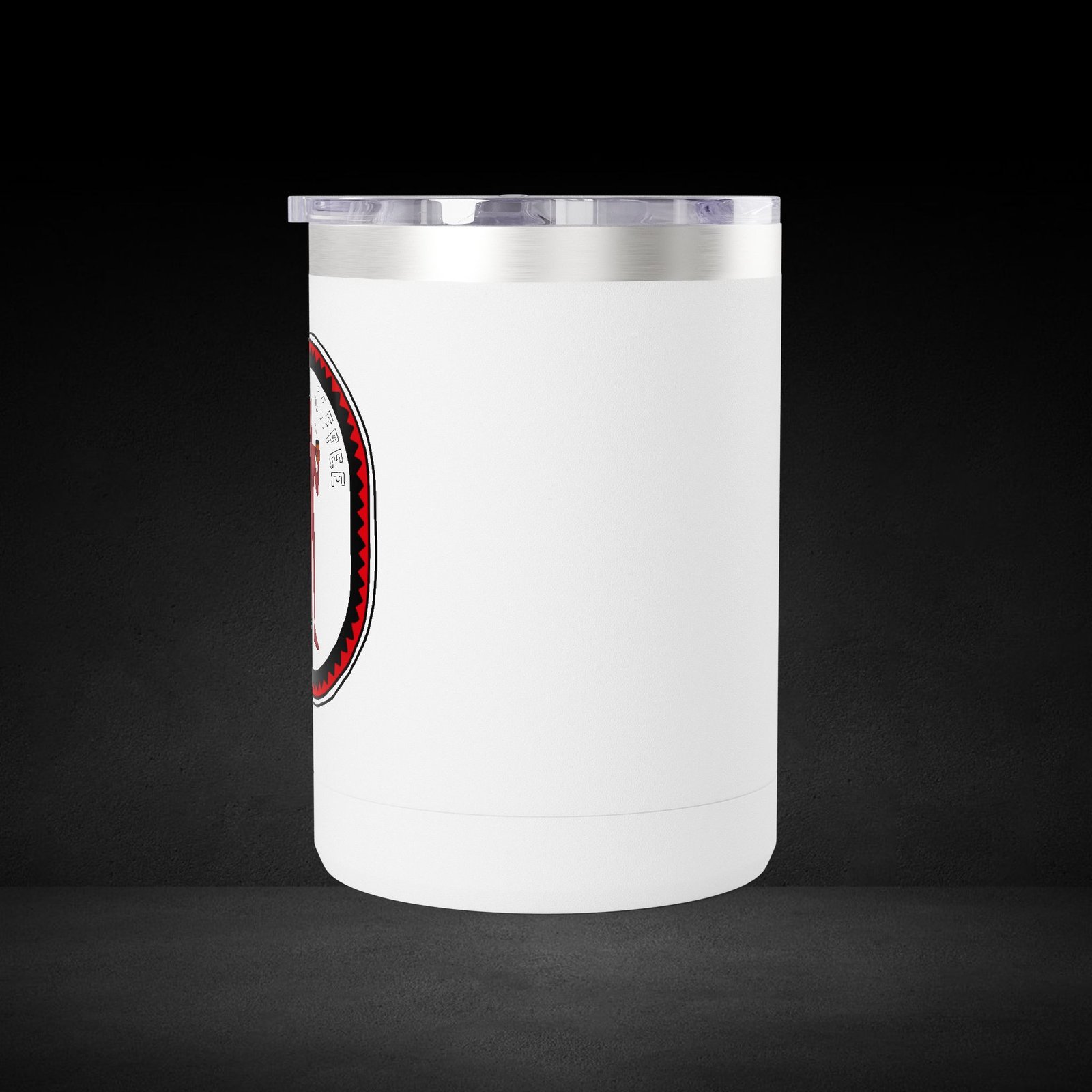 Deal With Coffee Devil Travel Mug - Business Professional Coffee Cup with Vintage Badge Design - Image 4