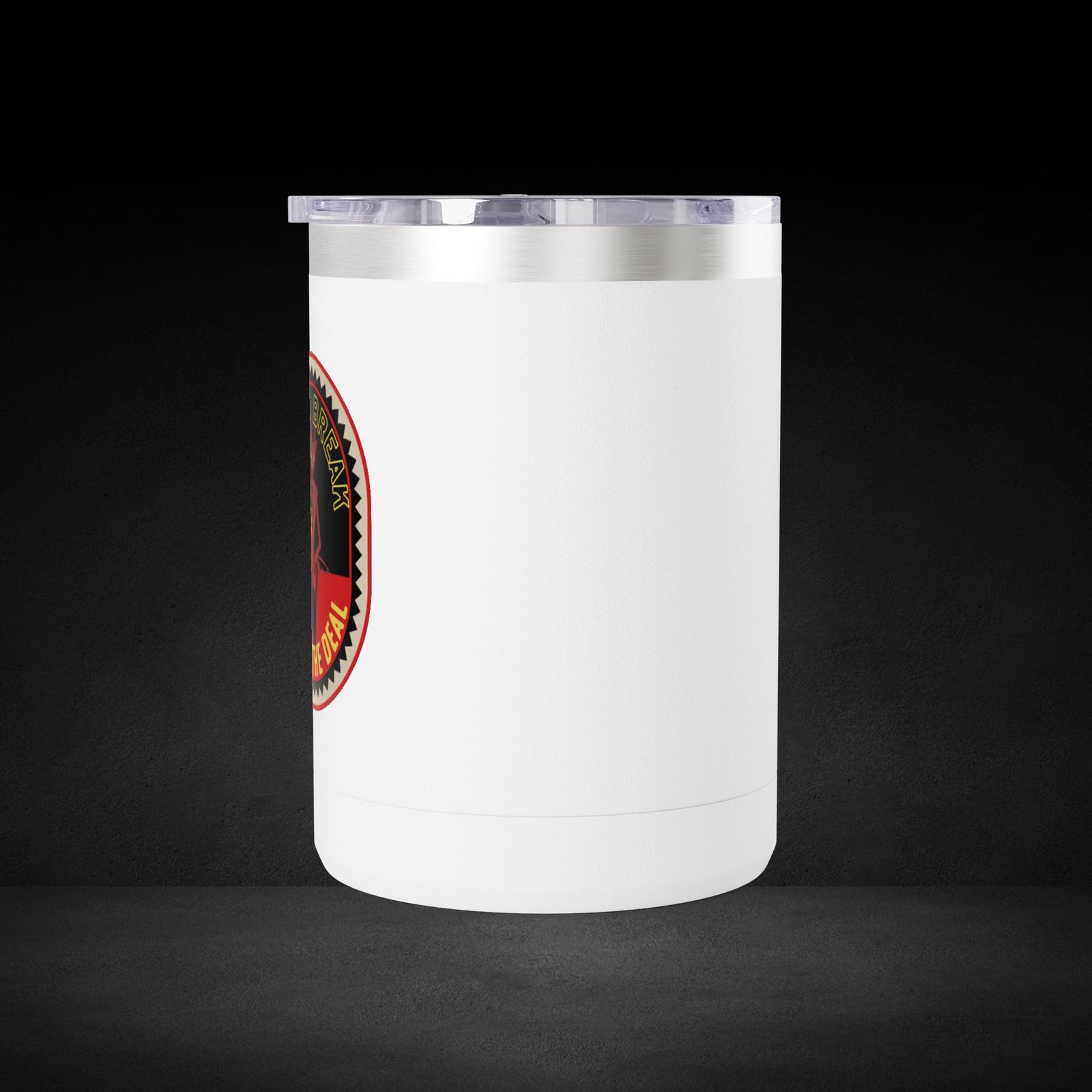 Take A Break Before The Deal Devil Travel Mug - Retro Badge Coffee Cup - Image 2