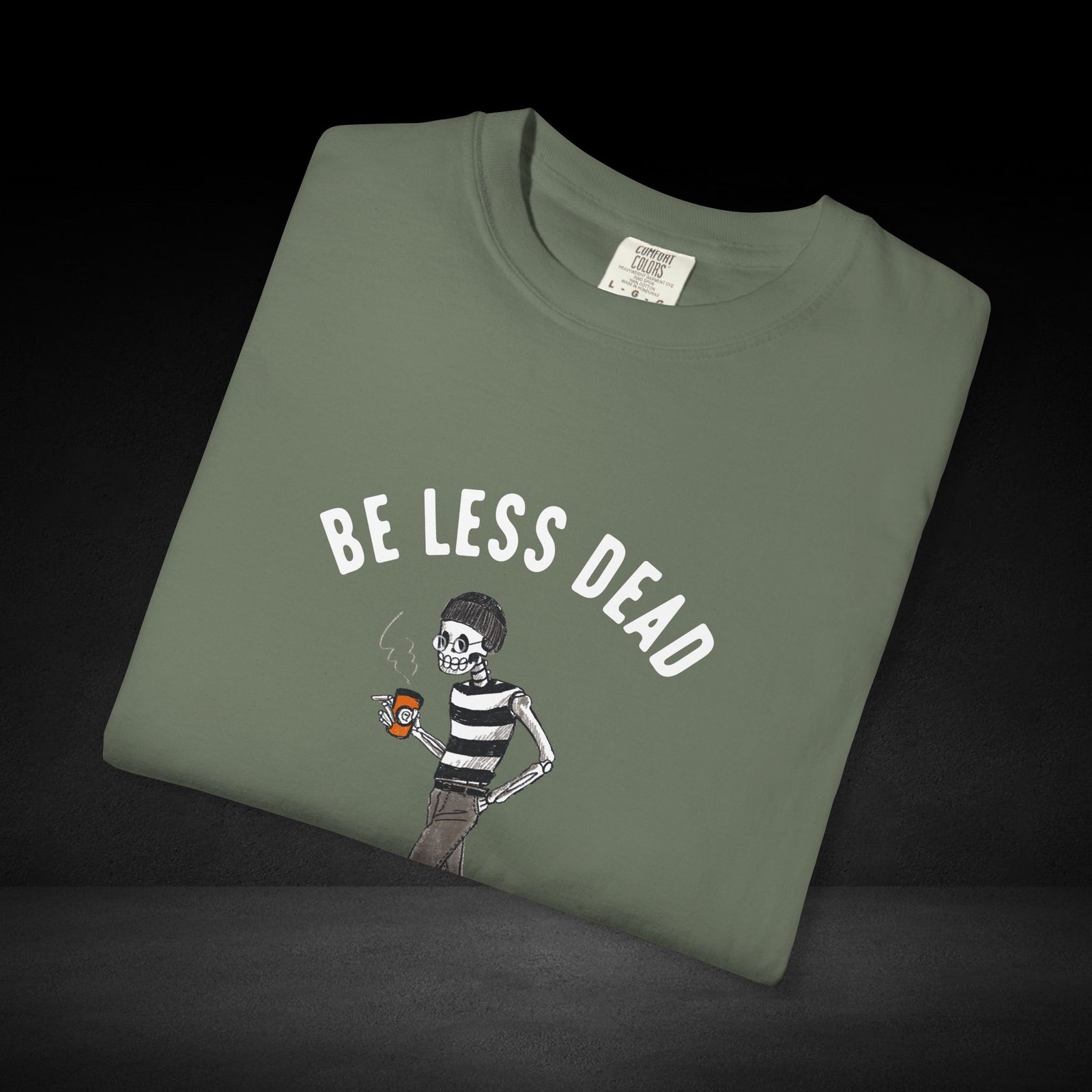 Skeleton Stroll Coffee Tee – Cool Walking Skeleton with Coffee Cup Graphic T-Shirt - Image 20