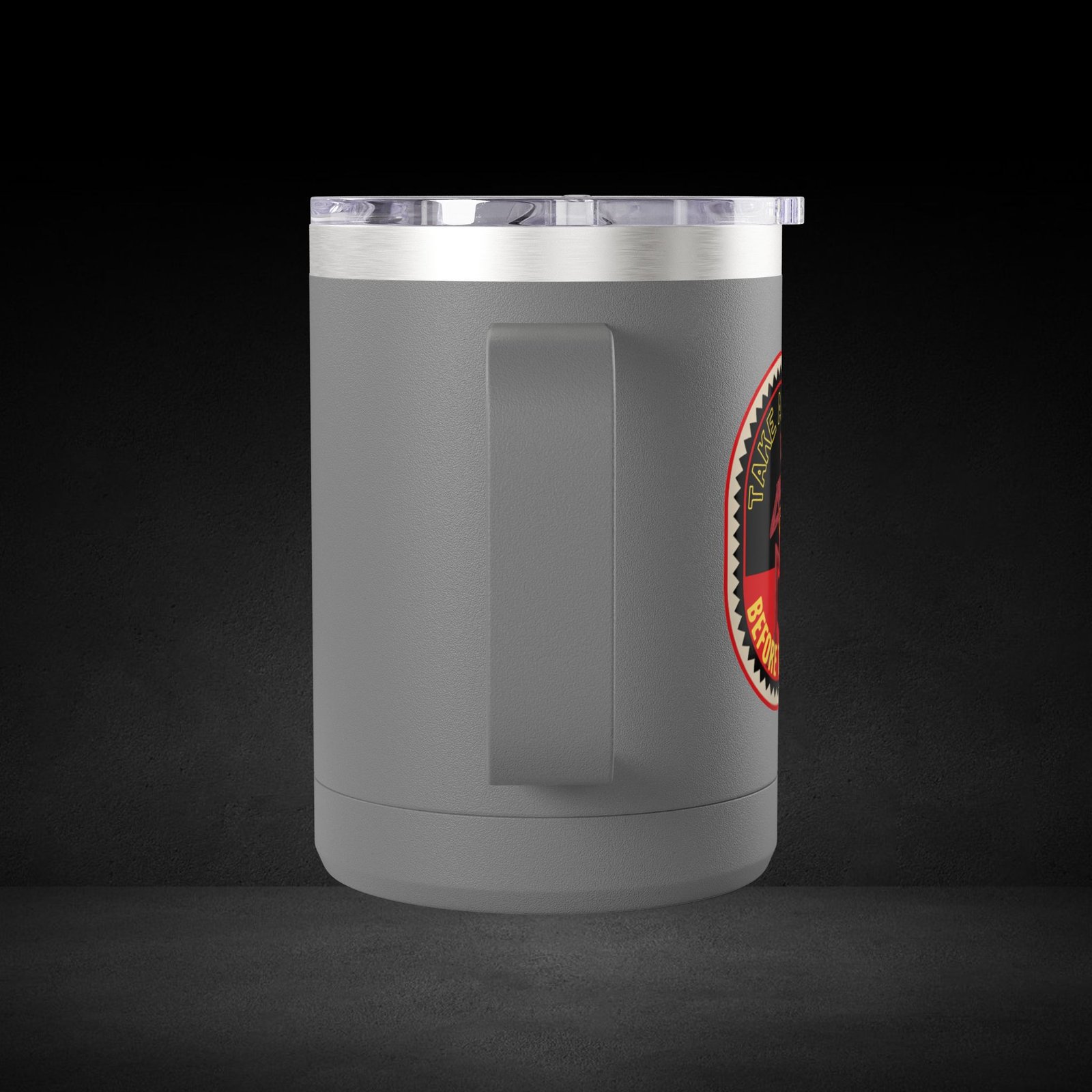 Take A Break Before The Deal Devil Travel Mug - Retro Badge Coffee Cup - Image 17