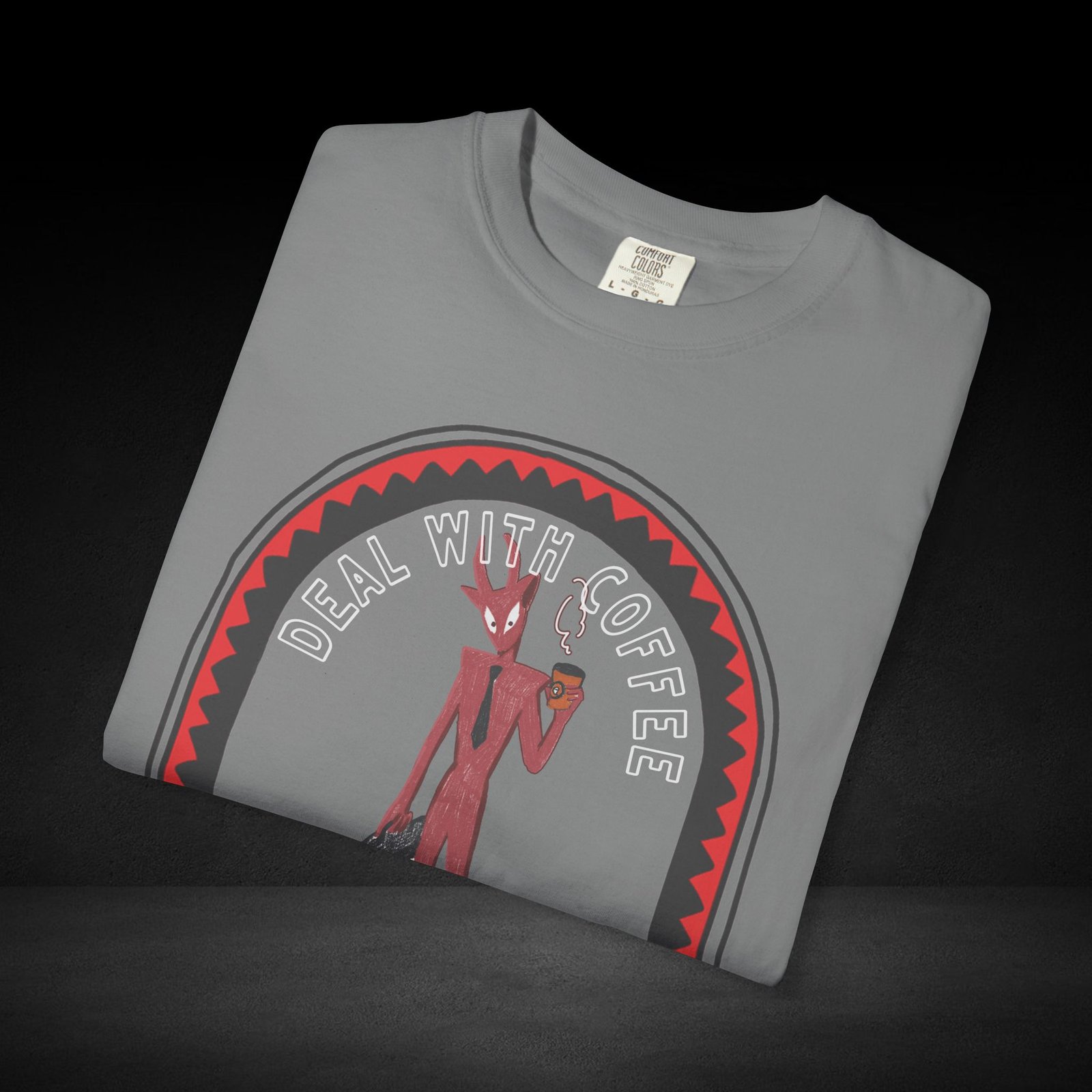 Devil’s Coffee Break Tee – Business Devil with Briefcase and Coffee Cup Graphic Shirt - Image 14