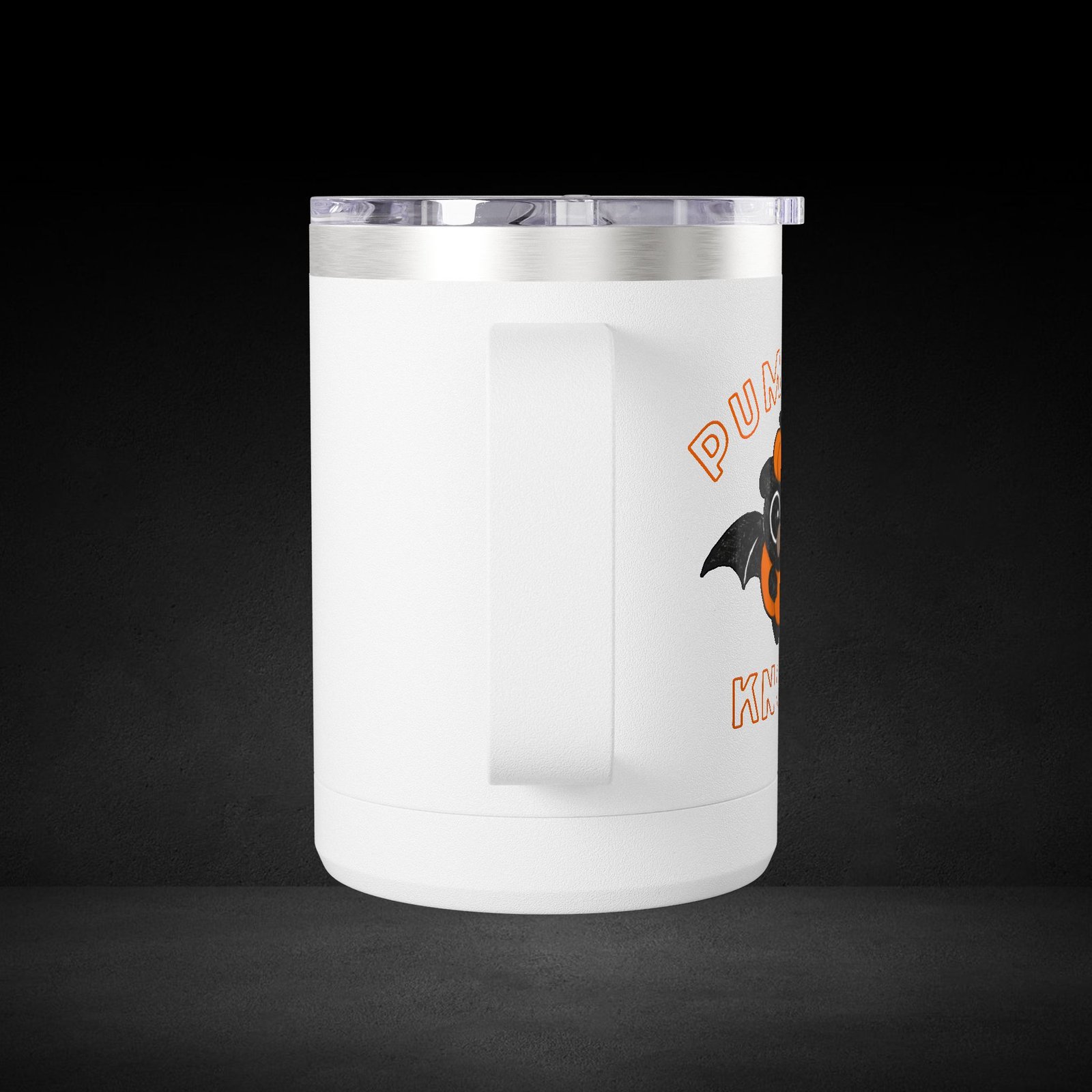 Pumpkin Knows Coffee Mug – Cute Bat in Pumpkin Design - Possessed by Coffee Travel Mug - Image 3