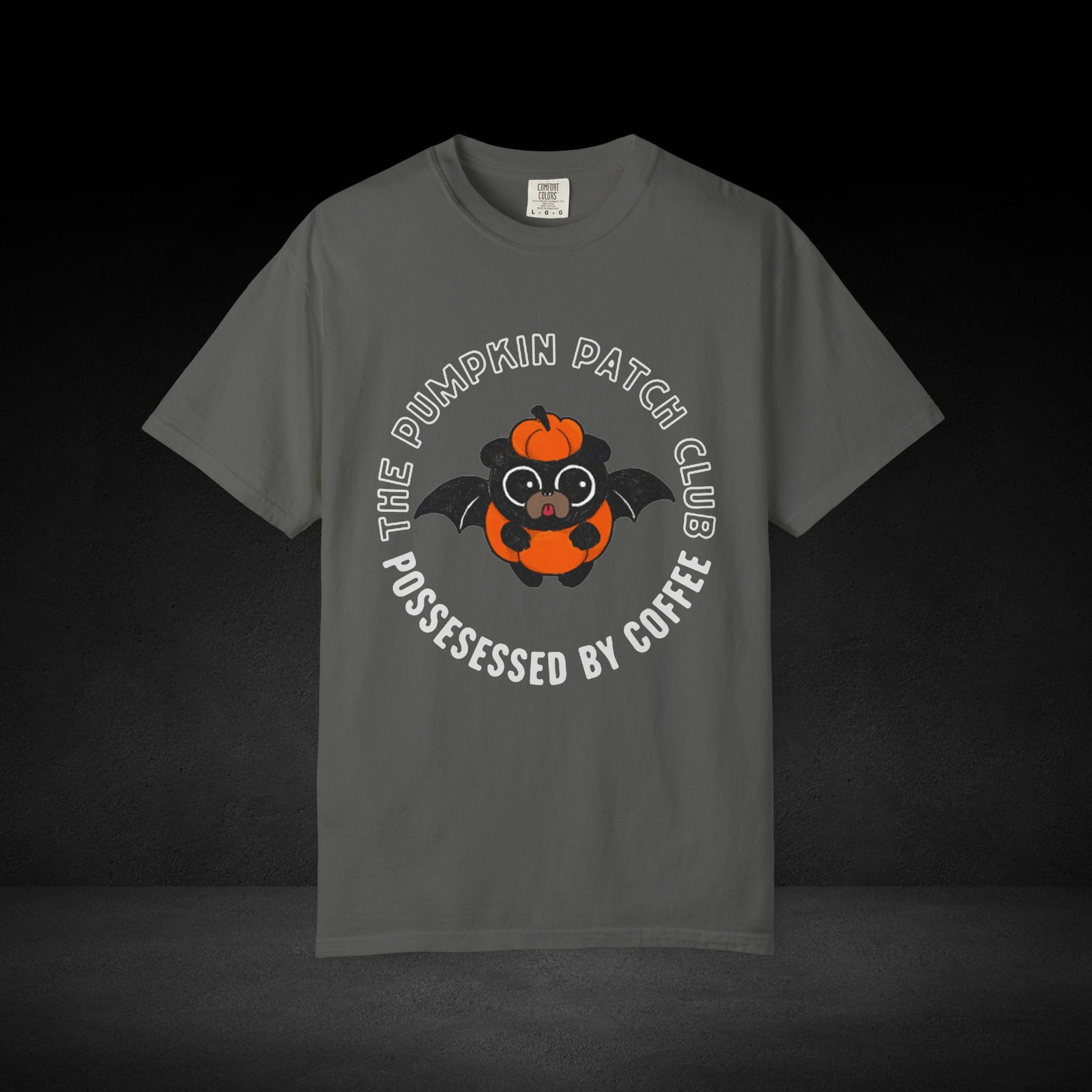 Pumpkin Knows Tee – Cute Bat Pug Pumpkin Halloween Coffee Shirt - Image 10
