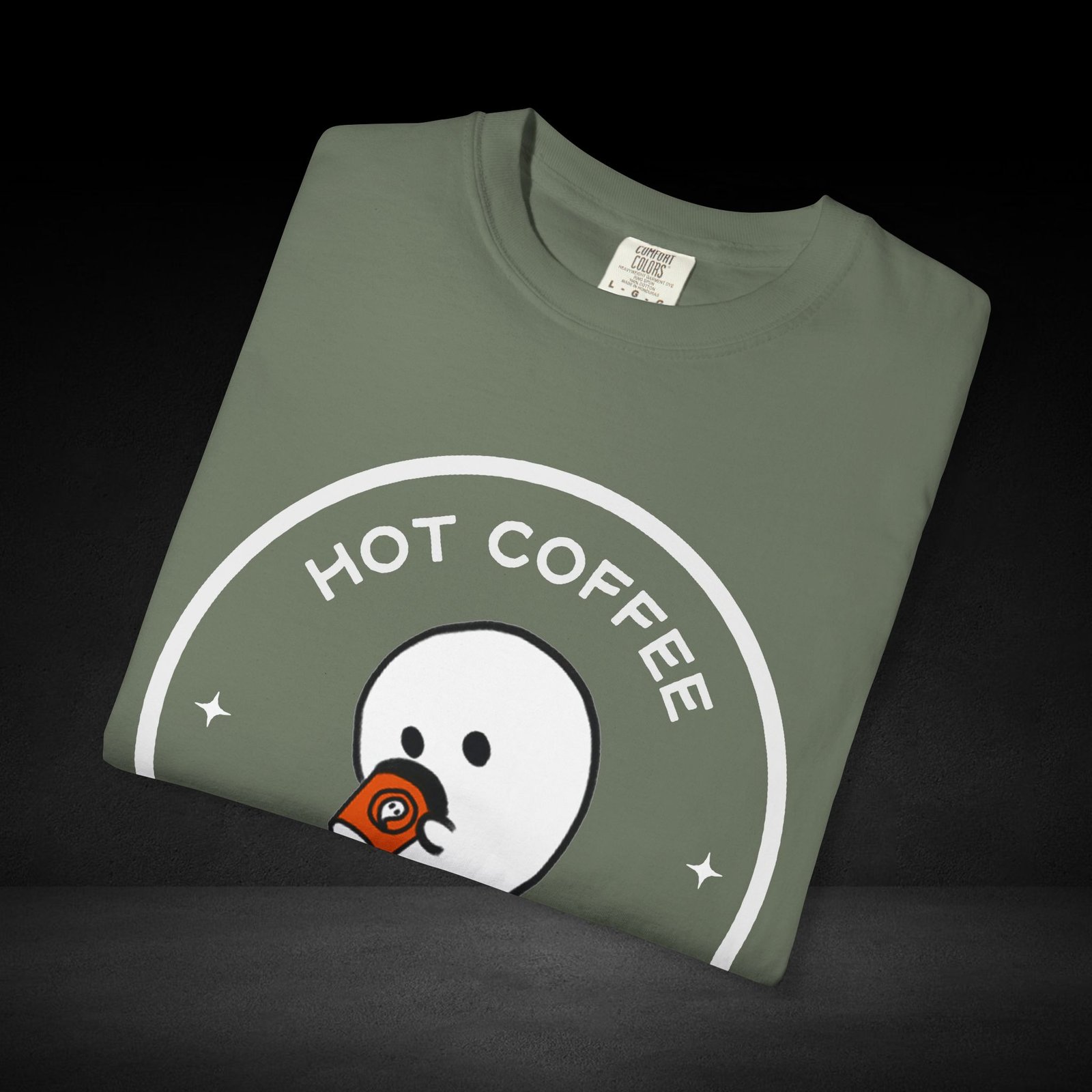 Hot Coffee Ghost Tee – “The Spirit Knows Best” Coffee Lover Graphic Shirt - Image 20