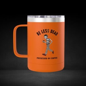 Skeleton Stroll Coffee Mug – Cool Walking Skeleton with Steaming Cup - Possessed by Coffee Travel Mug
