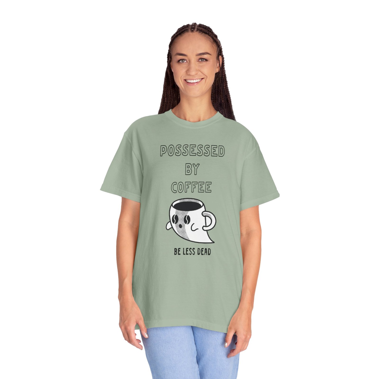 Haunted Brew Tee – Ghost Coffee Cup Character Graphic Shirt