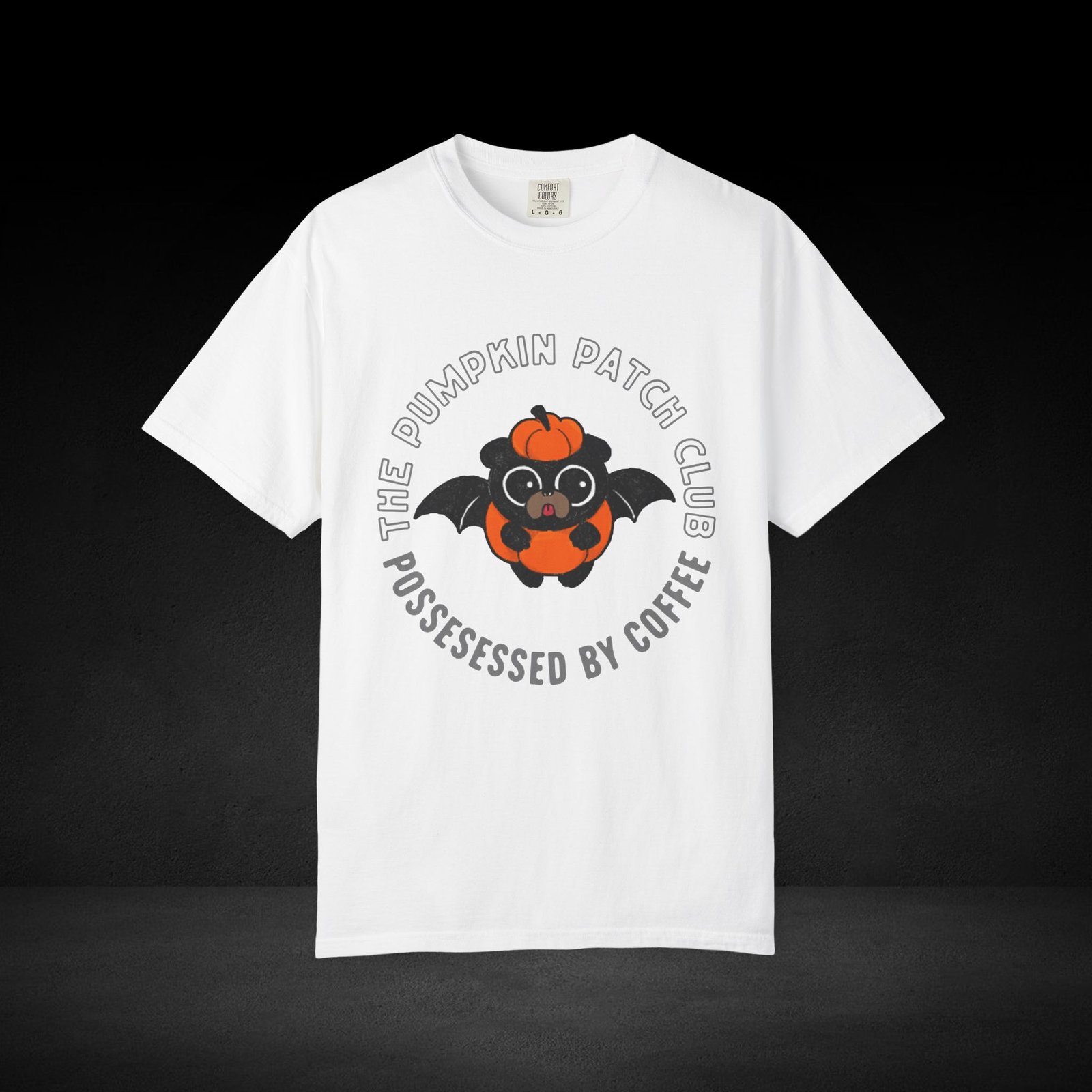 Pumpkin Knows Tee – Cute Bat Pug Pumpkin Halloween Coffee Shirt