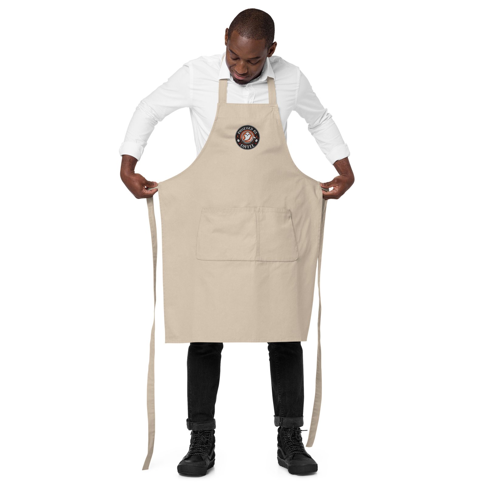 The Pumpkin Patch Club Organic Cotton Apron – Pug Coffee Design by Possessed by Coffee - Image 3