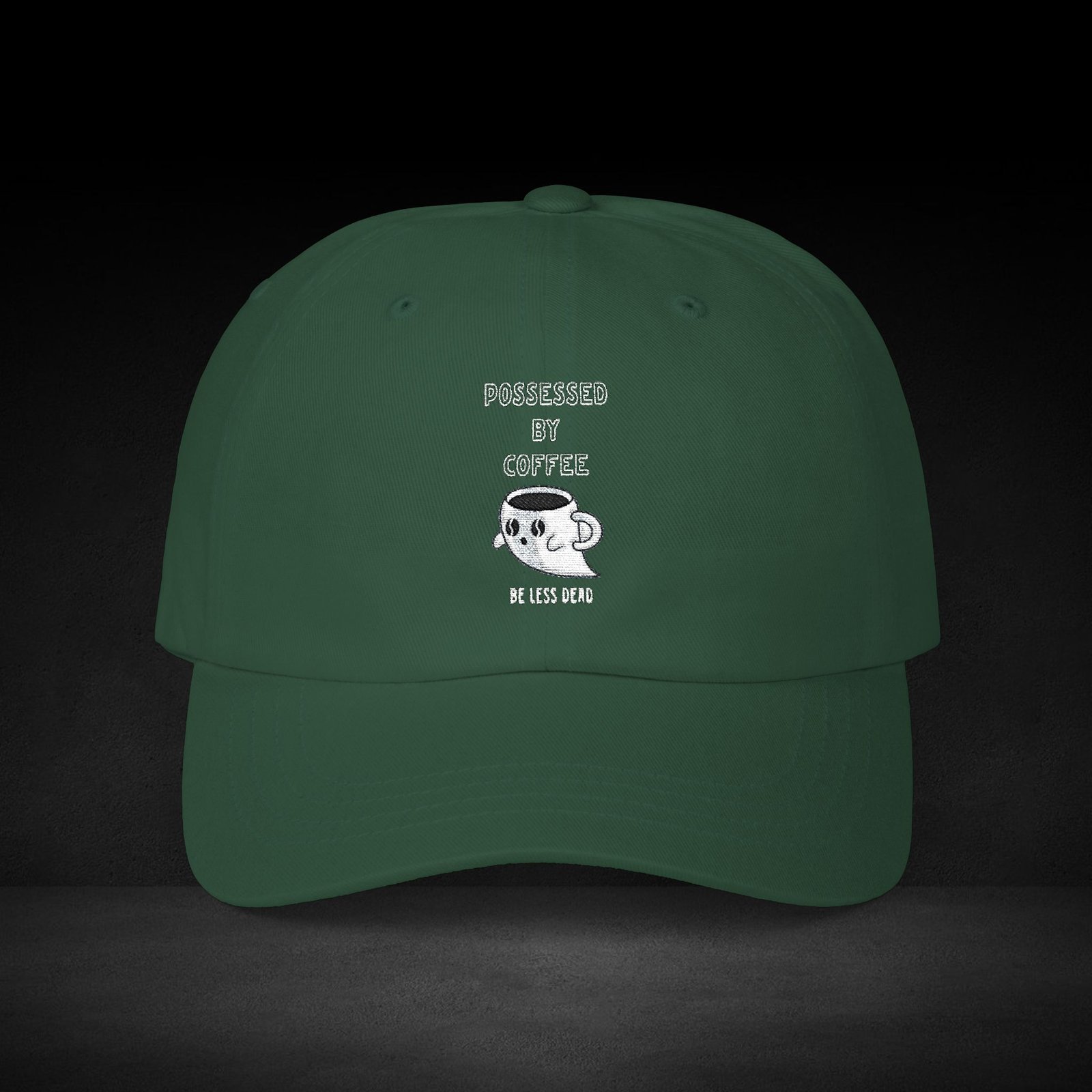 Be Less Dead Ghost Coffee Cap – Spooky Coffee Spirit Baseball Hat - Image 7