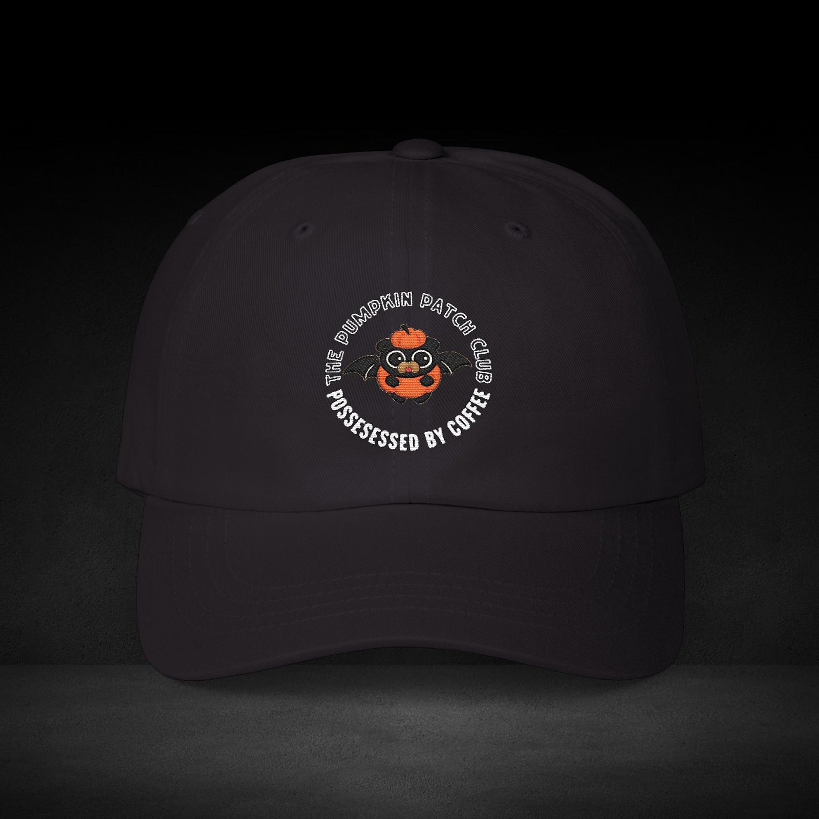 Pumpkin Patch Club Cap – Possessed by Coffee Bat Pumpkin Halloween Hat - Image 10