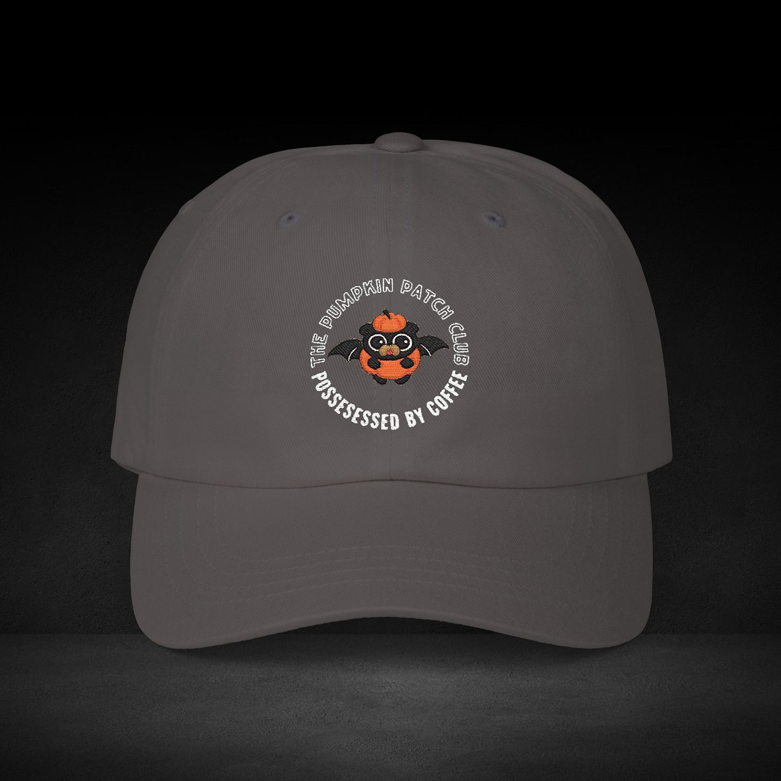 Pumpkin Patch Club Cap – Possessed by Coffee Bat Pumpkin Halloween Hat - Image 13