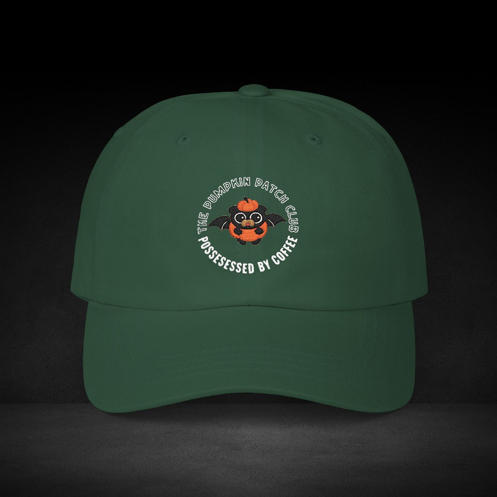 Pumpkin Patch Club Cap – Possessed by Coffee Bat Pumpkin Halloween Hat - Image 7
