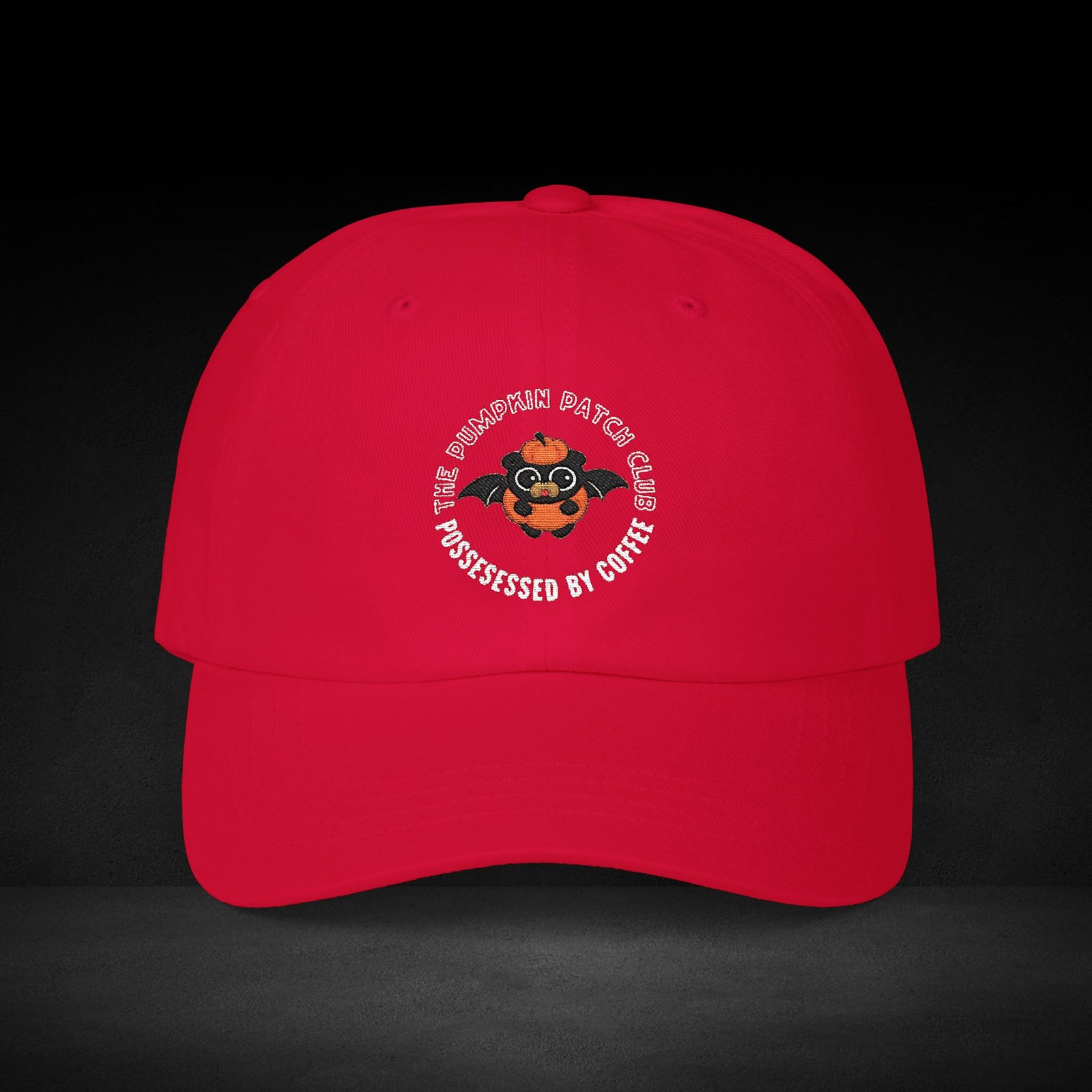 Pumpkin Patch Club Cap – Possessed by Coffee Bat Pumpkin Halloween Hat