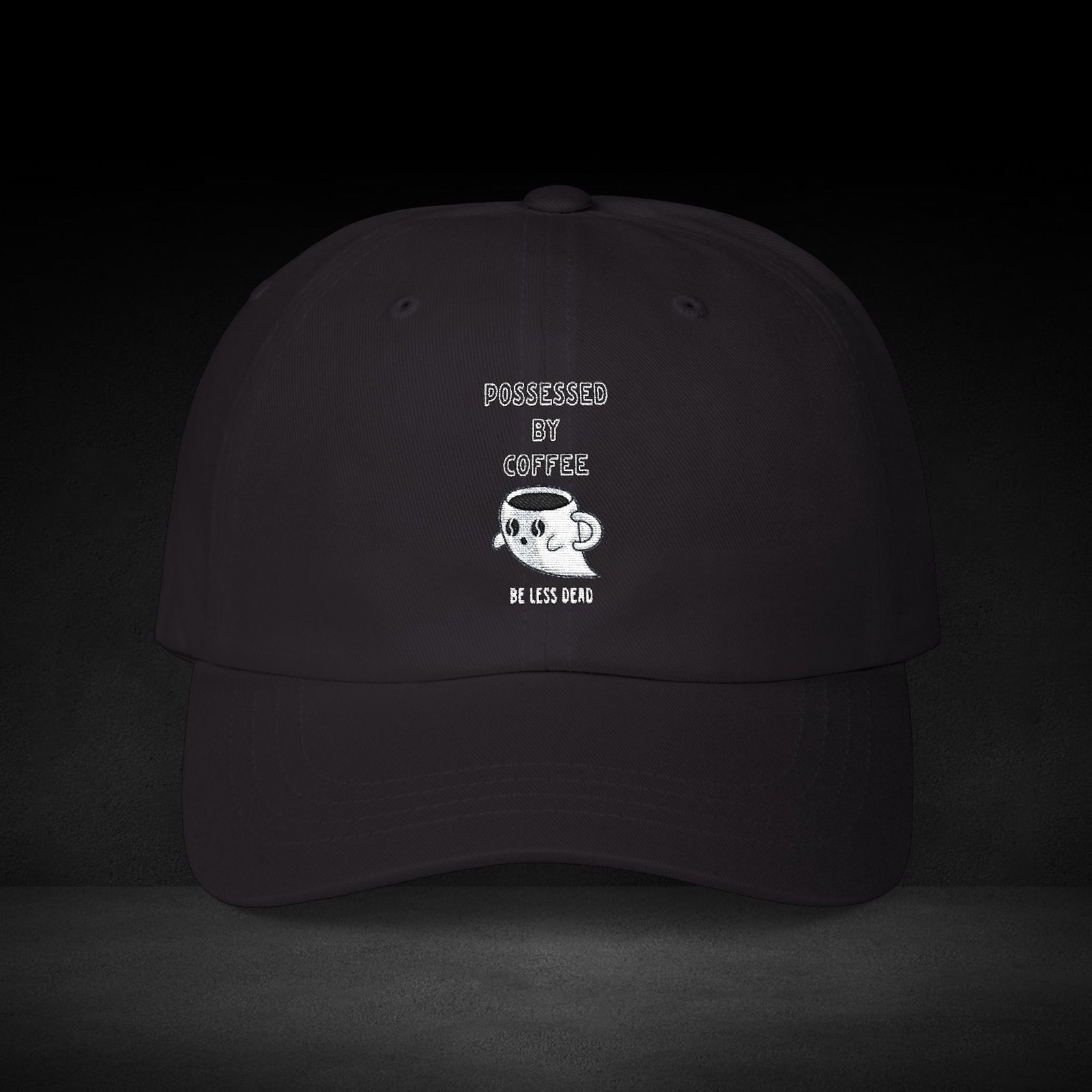 Be Less Dead Ghost Coffee Cap – Spooky Coffee Spirit Baseball Hat